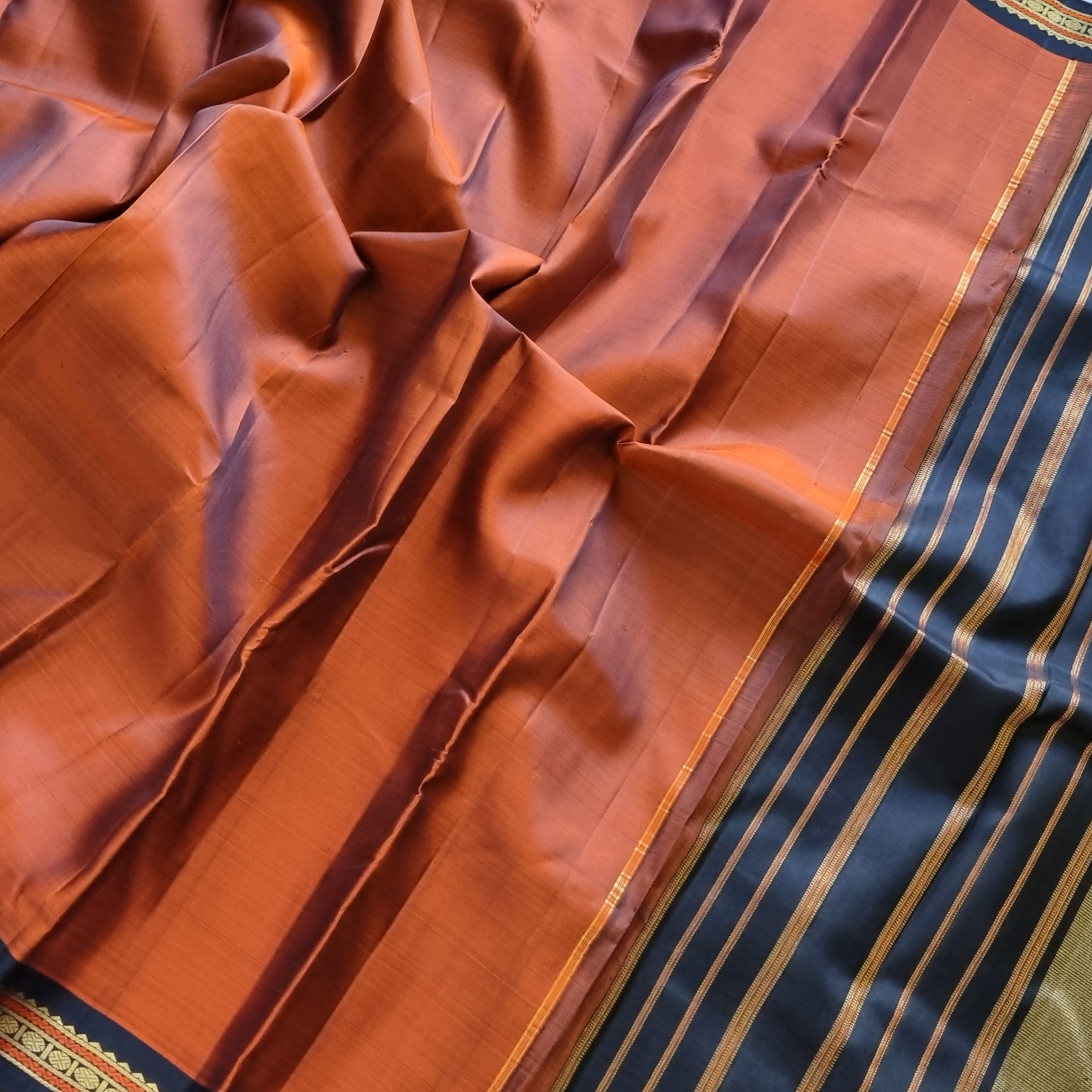 Kanjivaram Silk rust brown