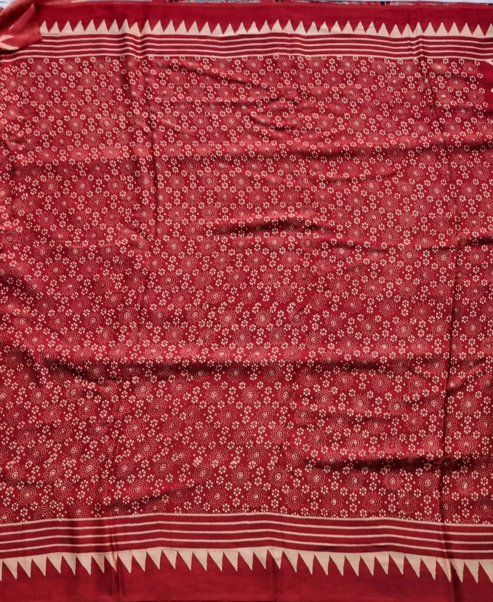 Handcrafted Ajrakh on modal silk  chevron