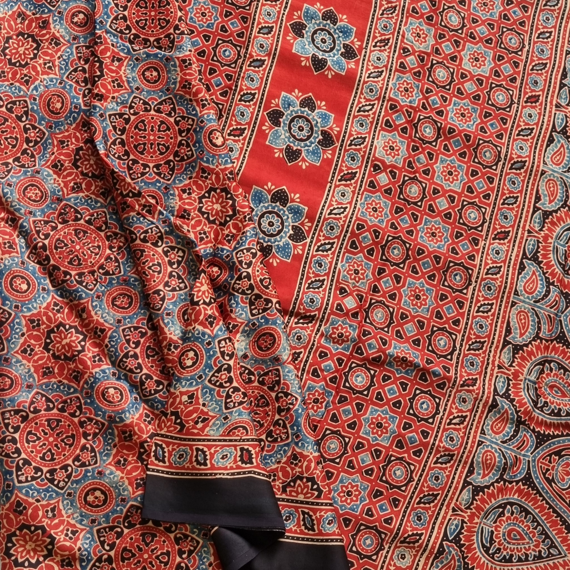 Handcrafted Ajrakh on modal silk