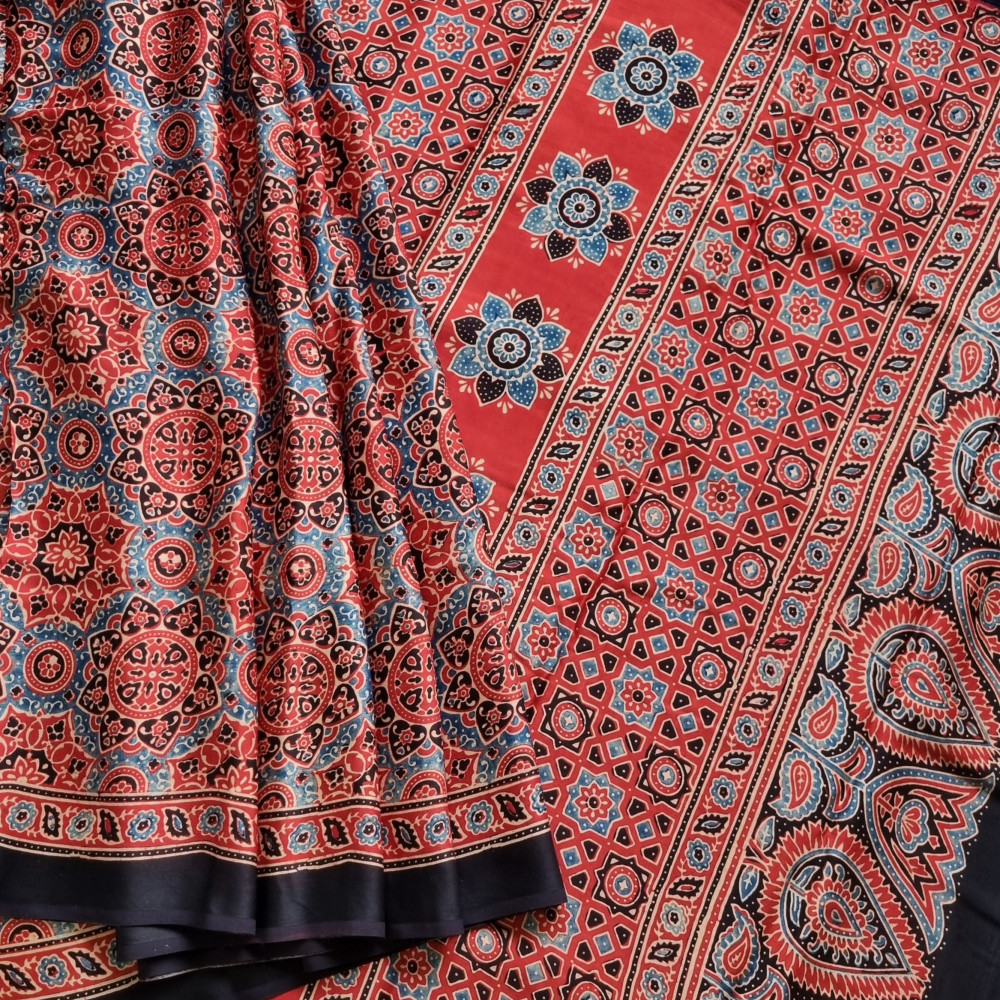 Image of Handcrafted Ajrakh on modal silk