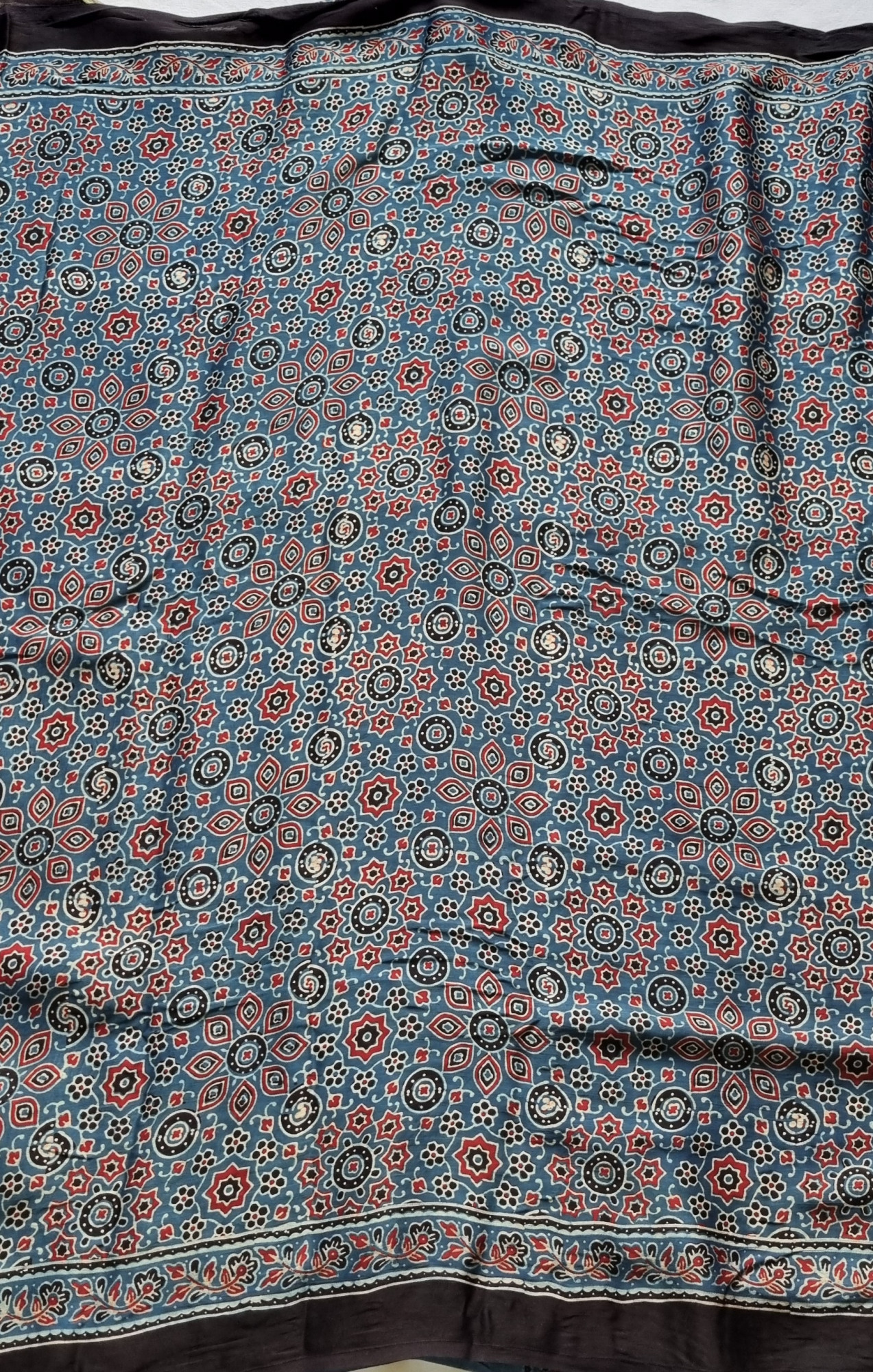 Ajrakh Gharchola on blue modal silk