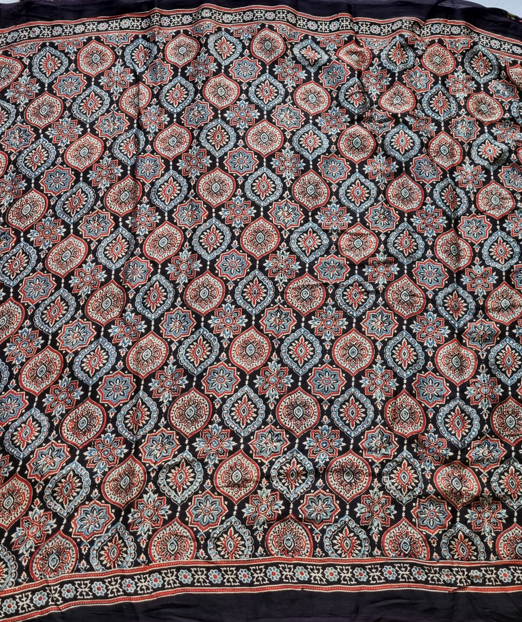 Ajrakh Gharchola on black modal silk