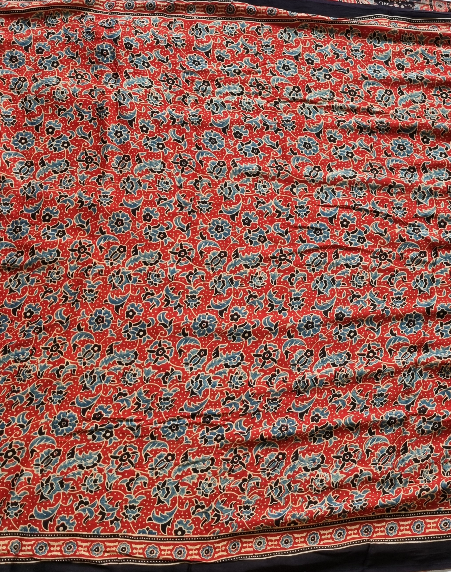 Ajrakh Gharchola on madder red modal silk