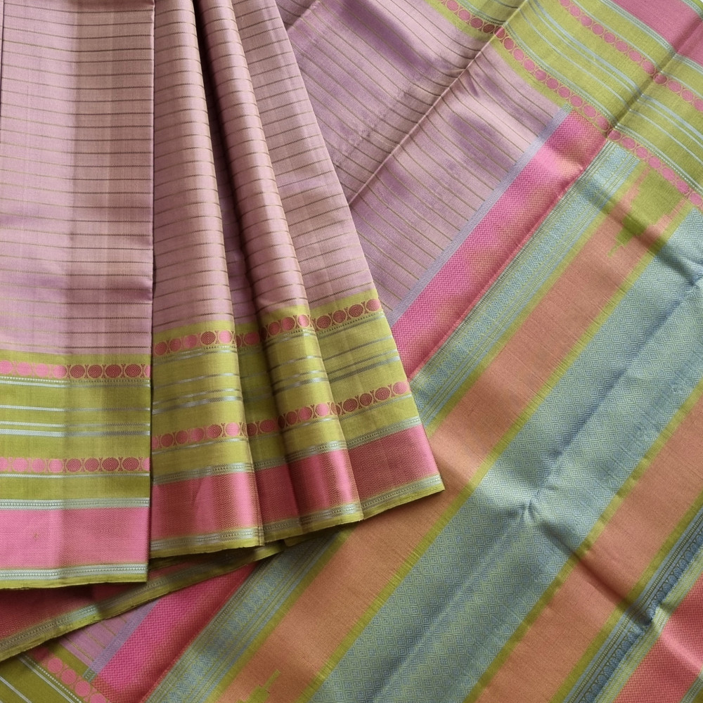 Image of Kanjivaram Silk pastel threadwork