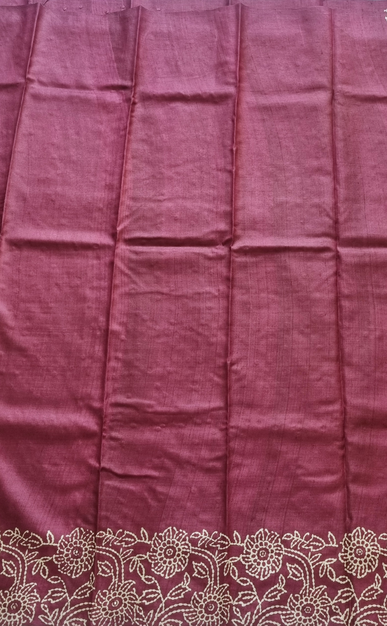 Block printed  tussar with mirrorwork