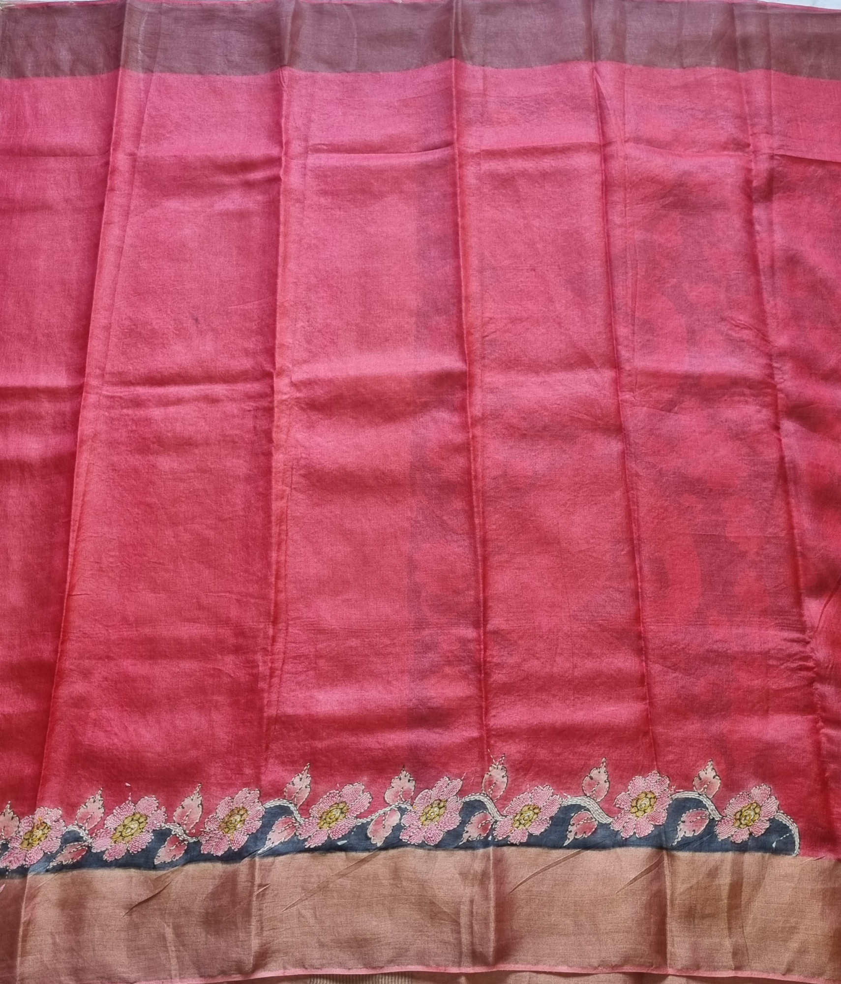 Tussar with Kalamkari and Kantha