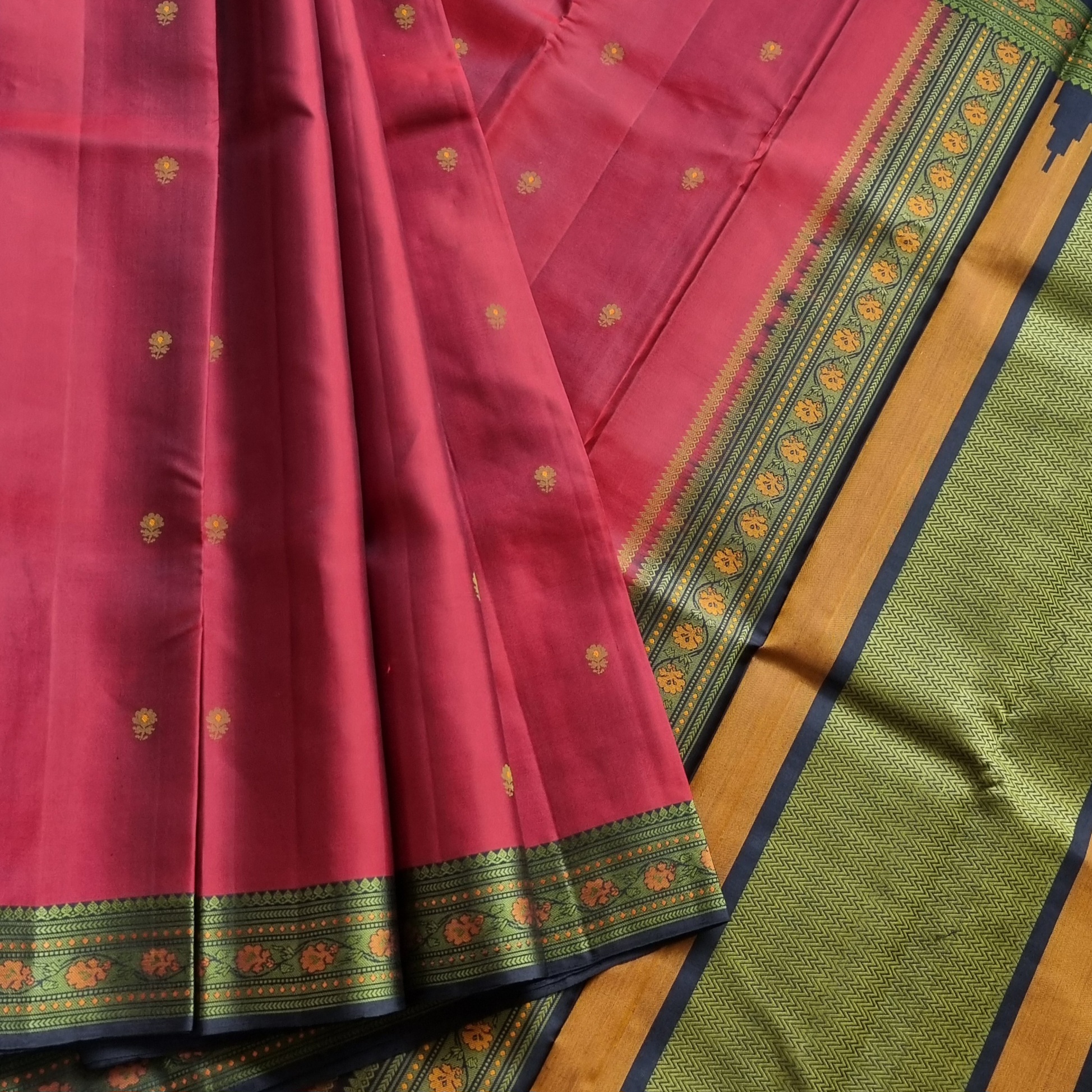 Kanjivaram Silk maroon threadwork