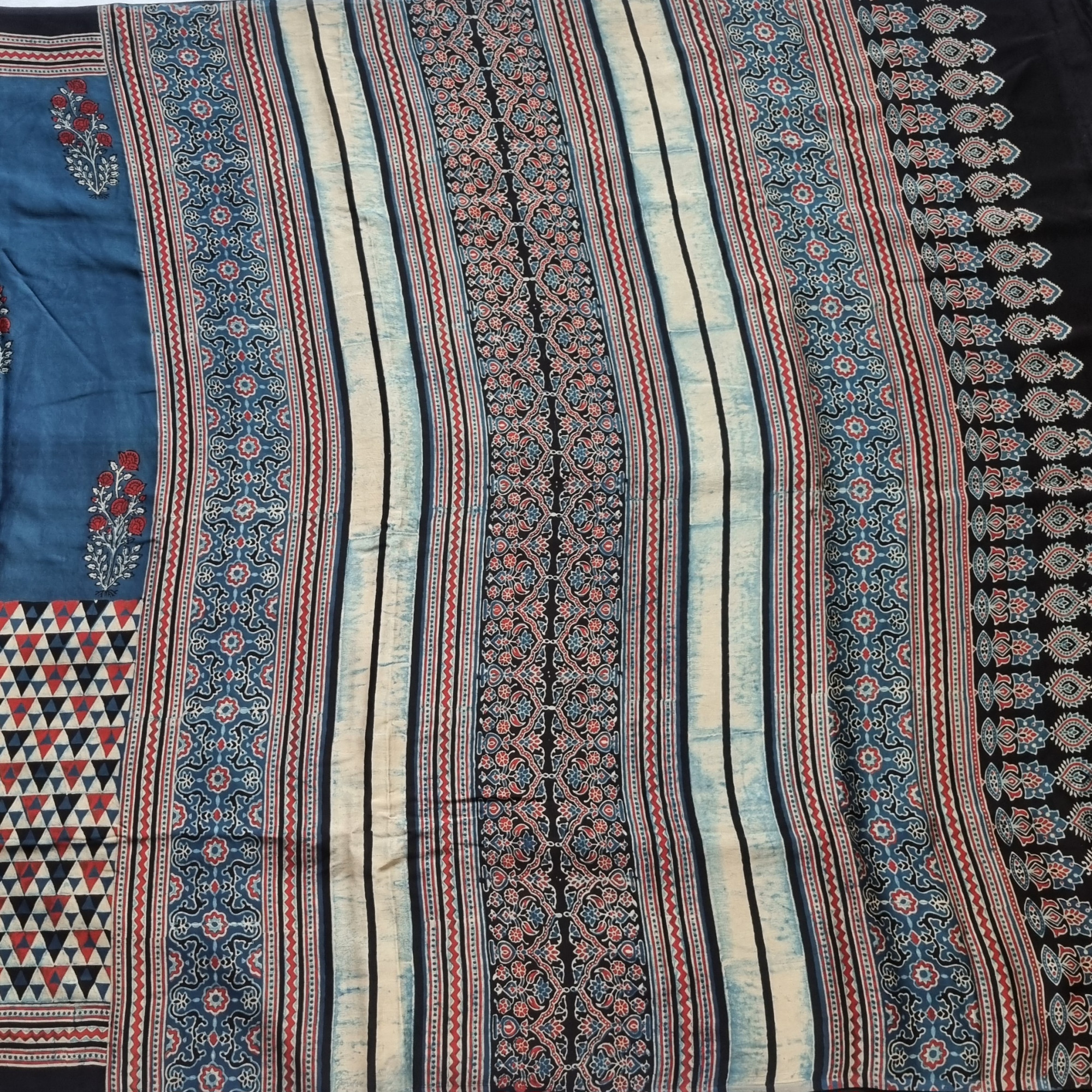 Handcrafted Ajrakh on modal silk contemporary style