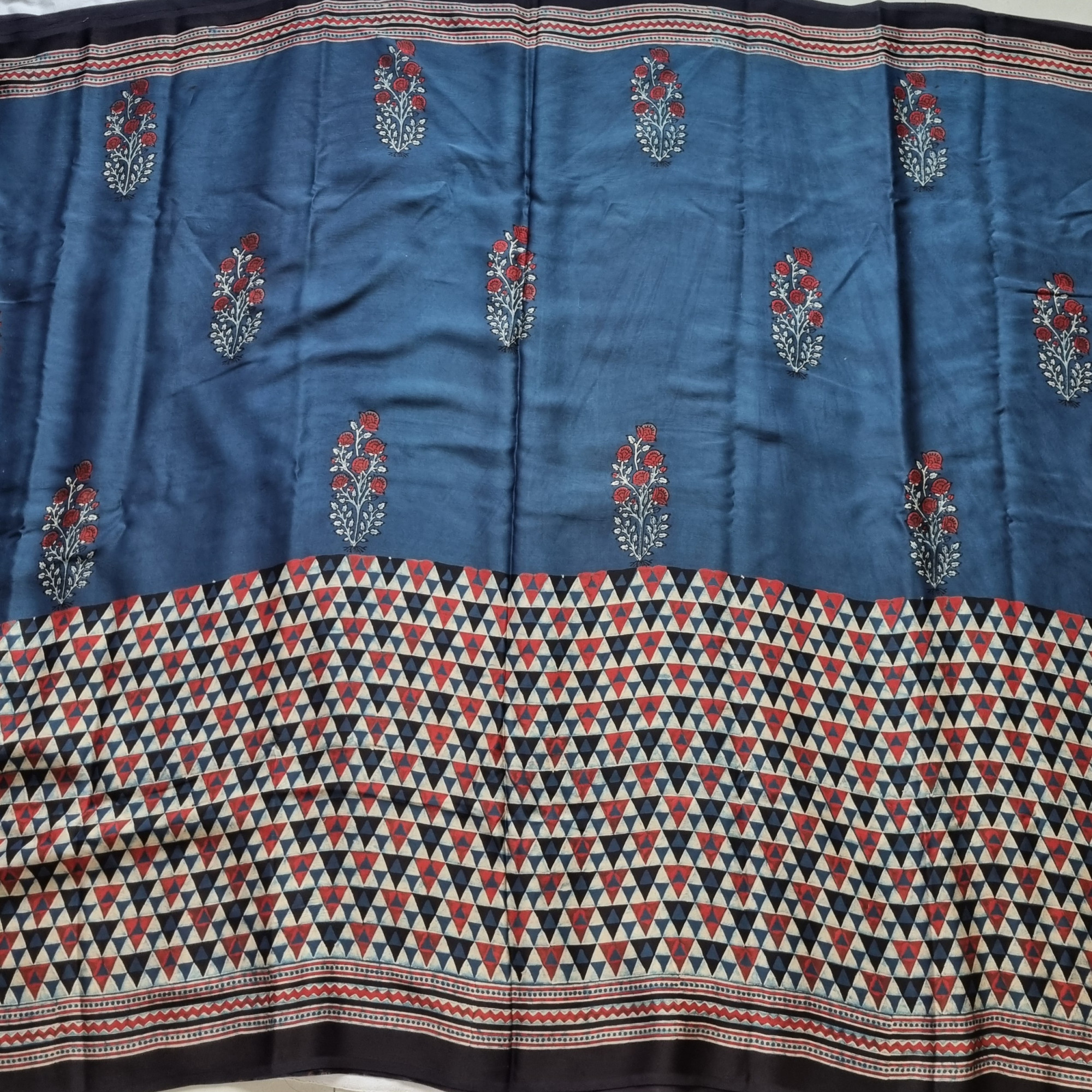 Handcrafted Ajrakh on modal silk contemporary style