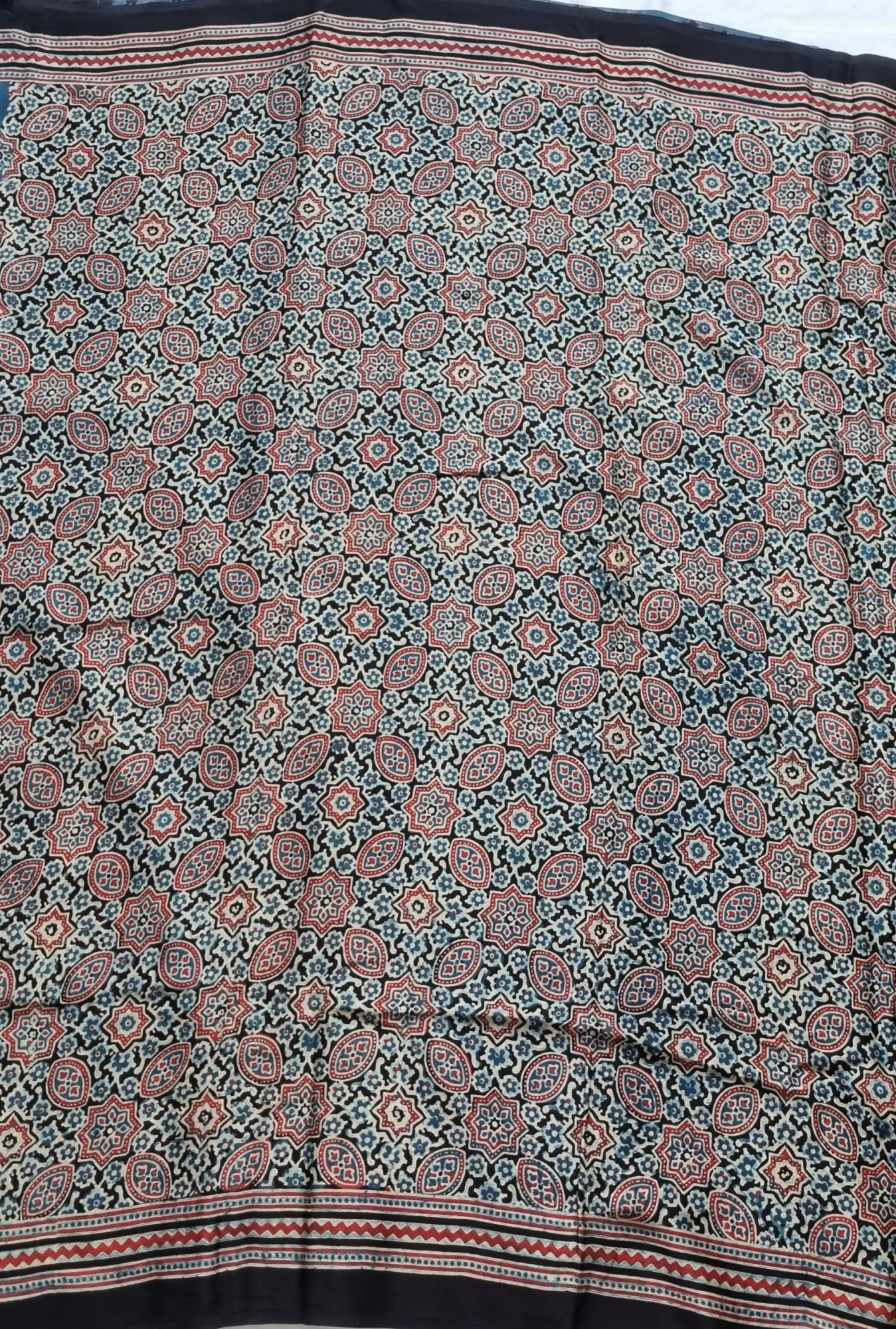 Handcrafted Ajrakh on modal silk contemporary style