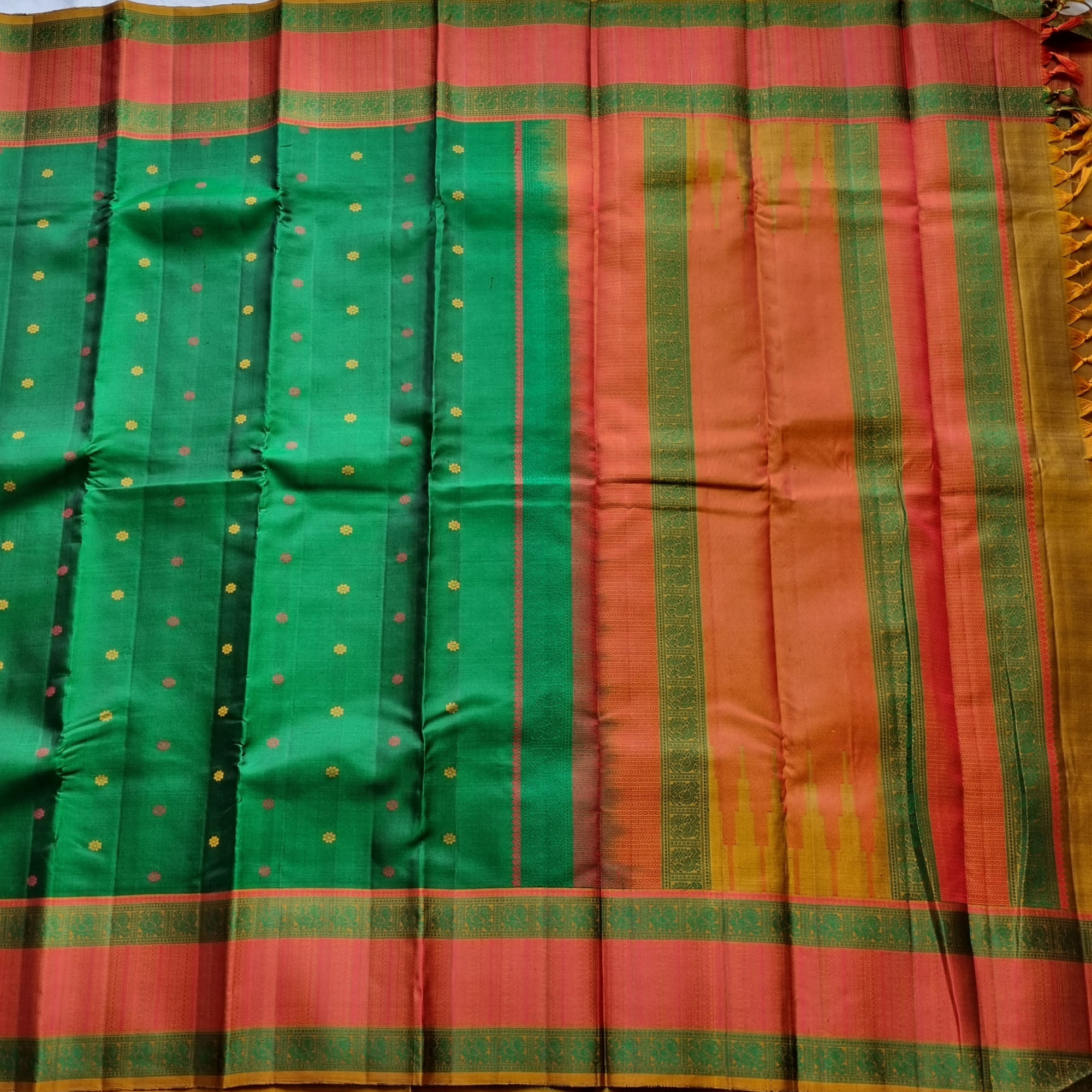 Kanjivaram Silk gorgeous green threadwork