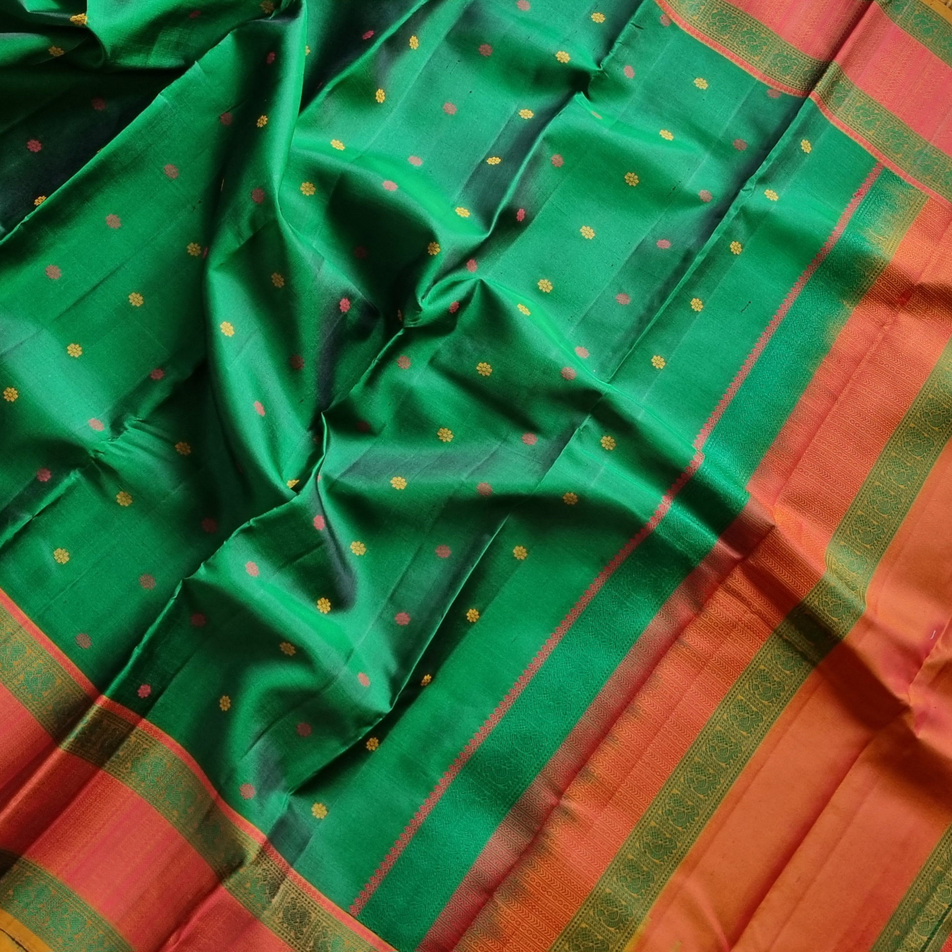 Kanjivaram Silk gorgeous green threadwork