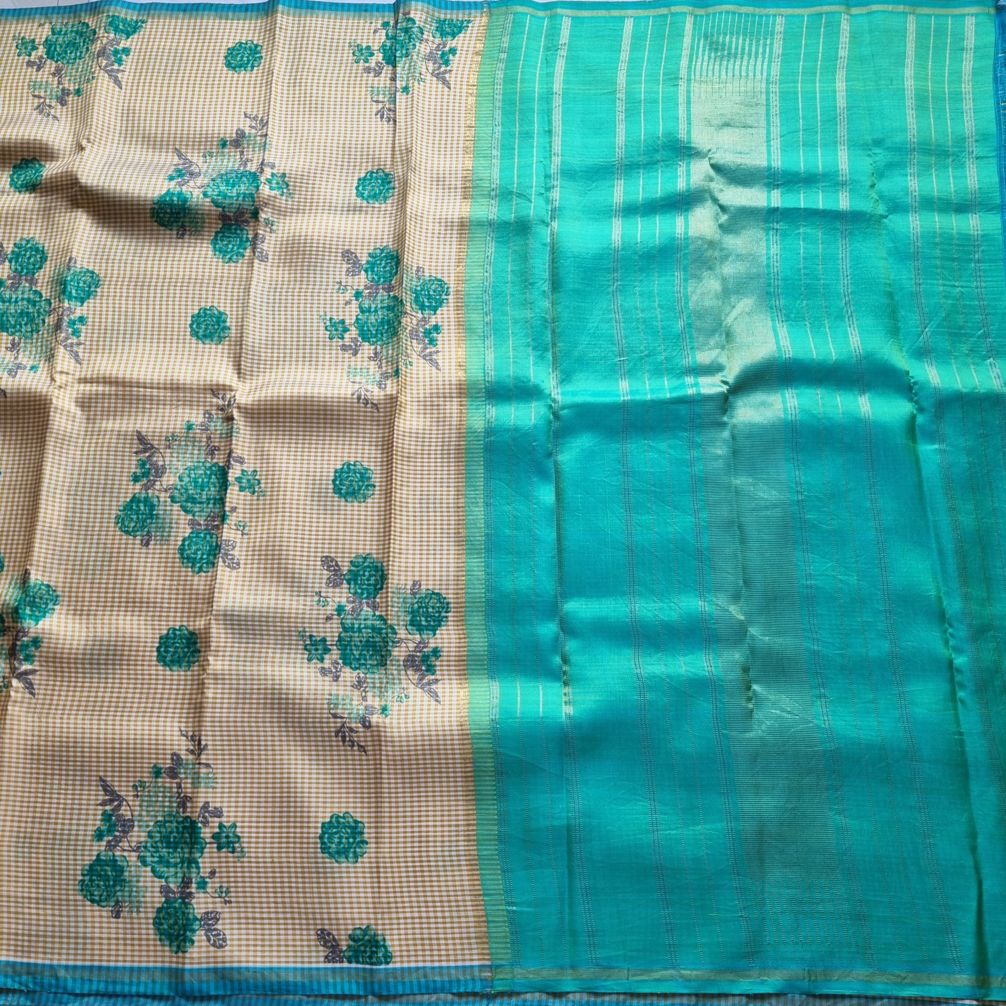 Blockprint X Kanjivaram Silk podi kattam