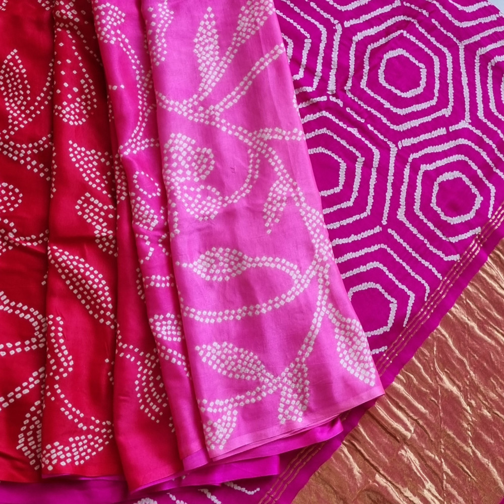 Image of Handcrafted Bandhani Gajji Silk exclusive ombre