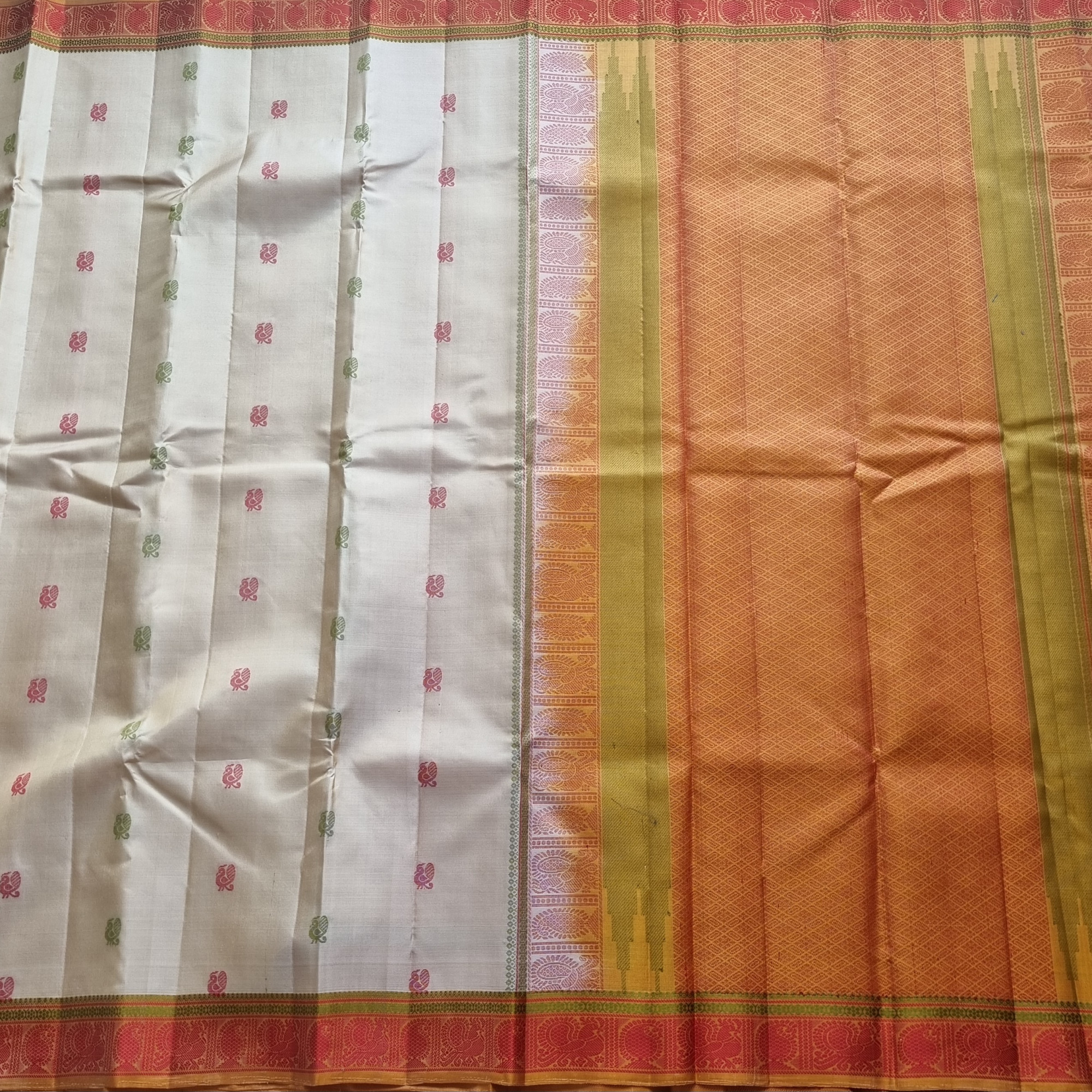 Kanjivaram Silk beige threadwork
