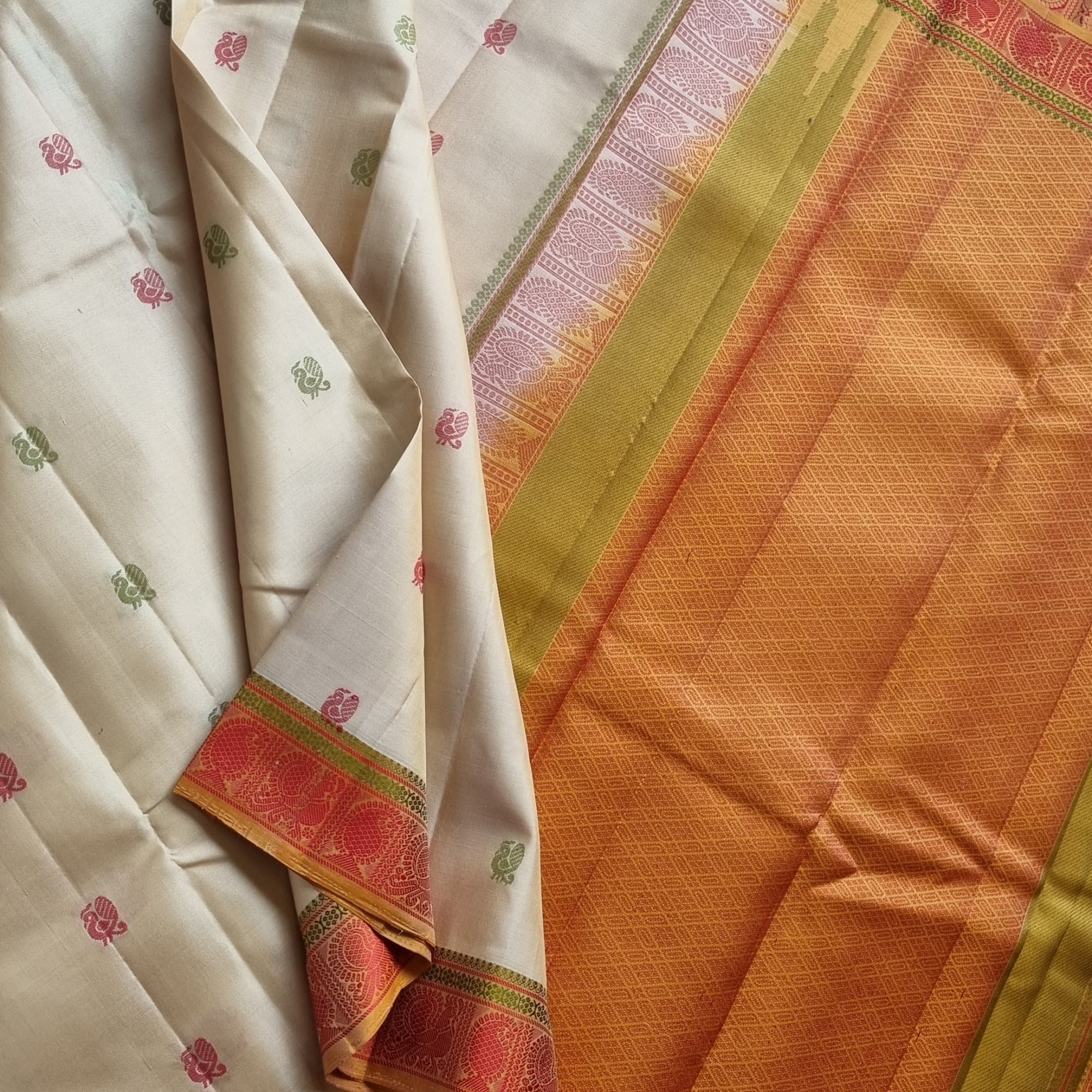 Kanjivaram Silk beige threadwork