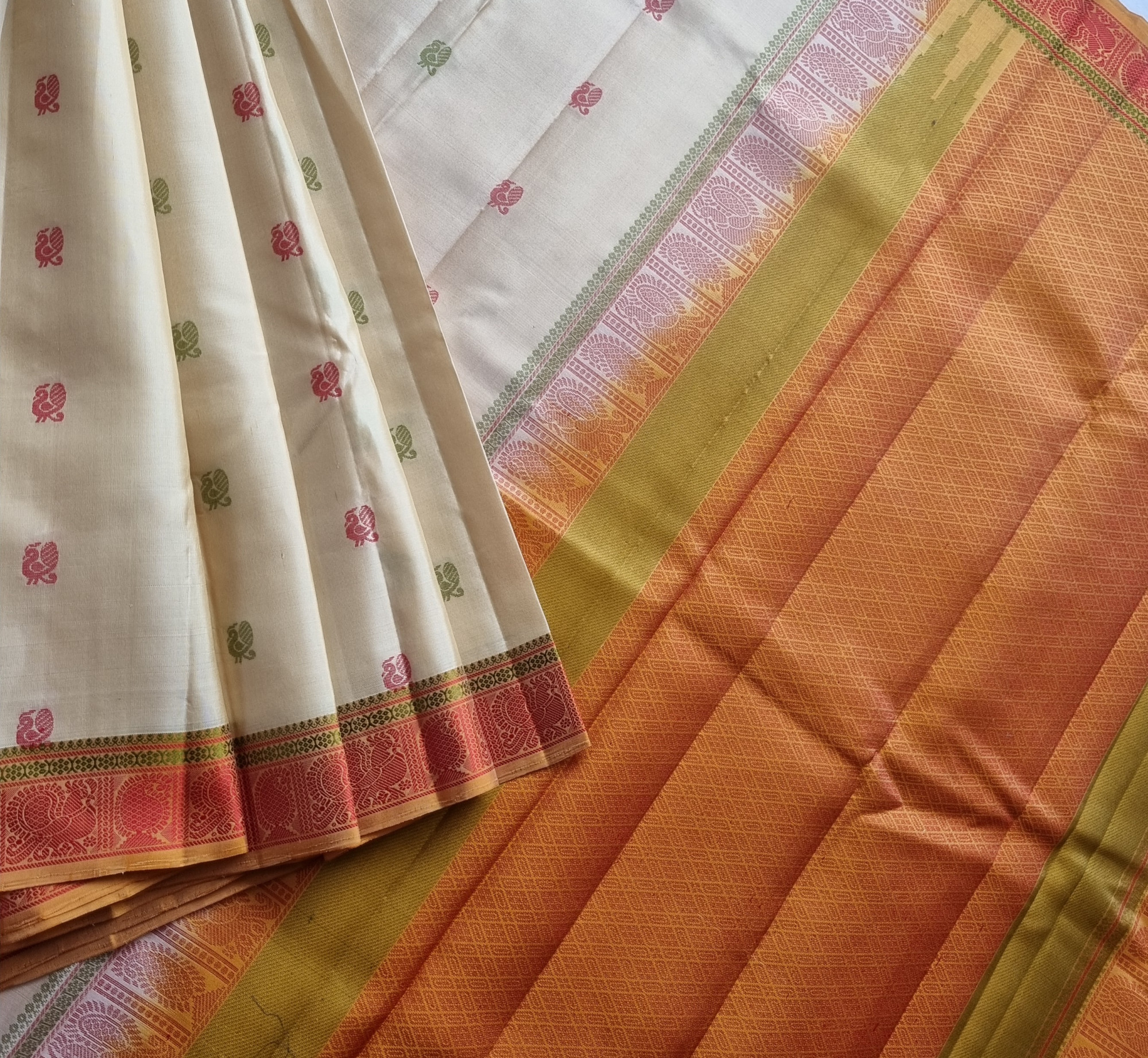 Kanjivaram Silk beige threadwork