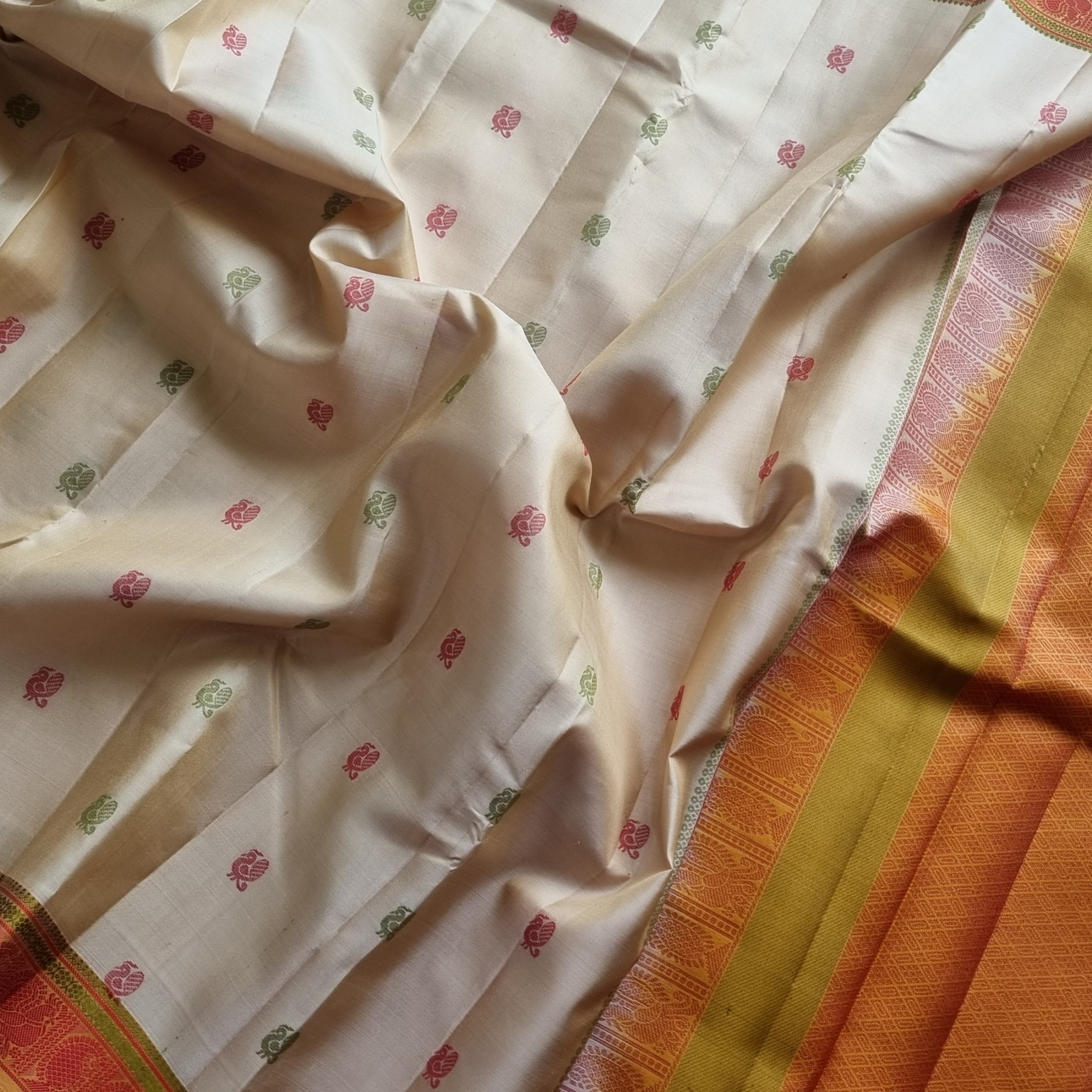 Kanjivaram Silk beige threadwork