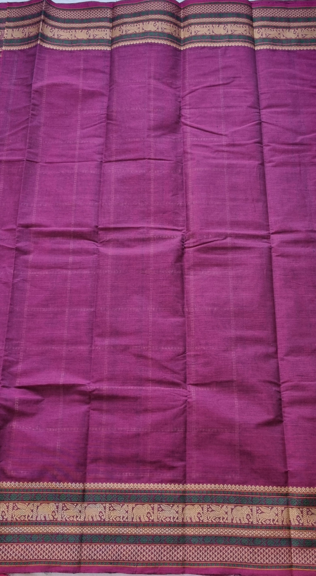 Kanchi cotton magenta plum with grids