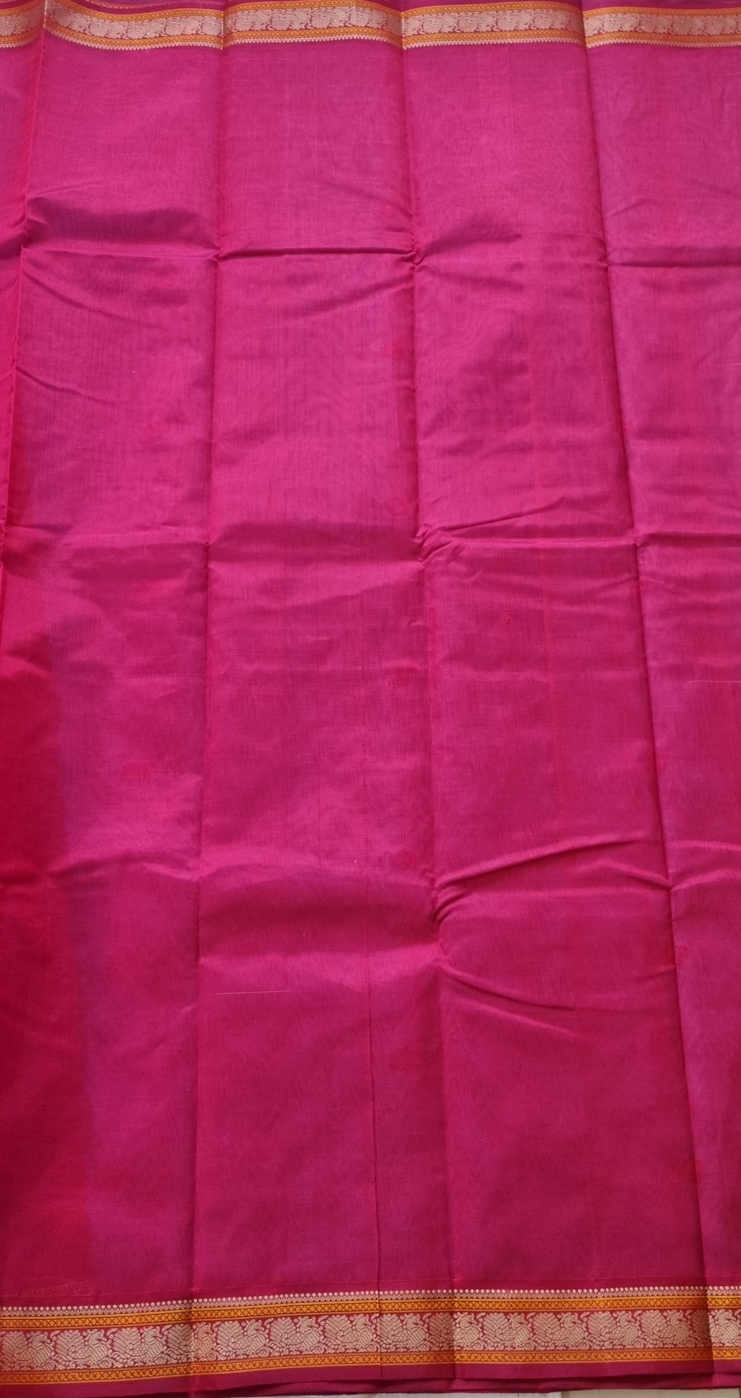 Kanchi Cotton body purple with red Korvai Silk Borders