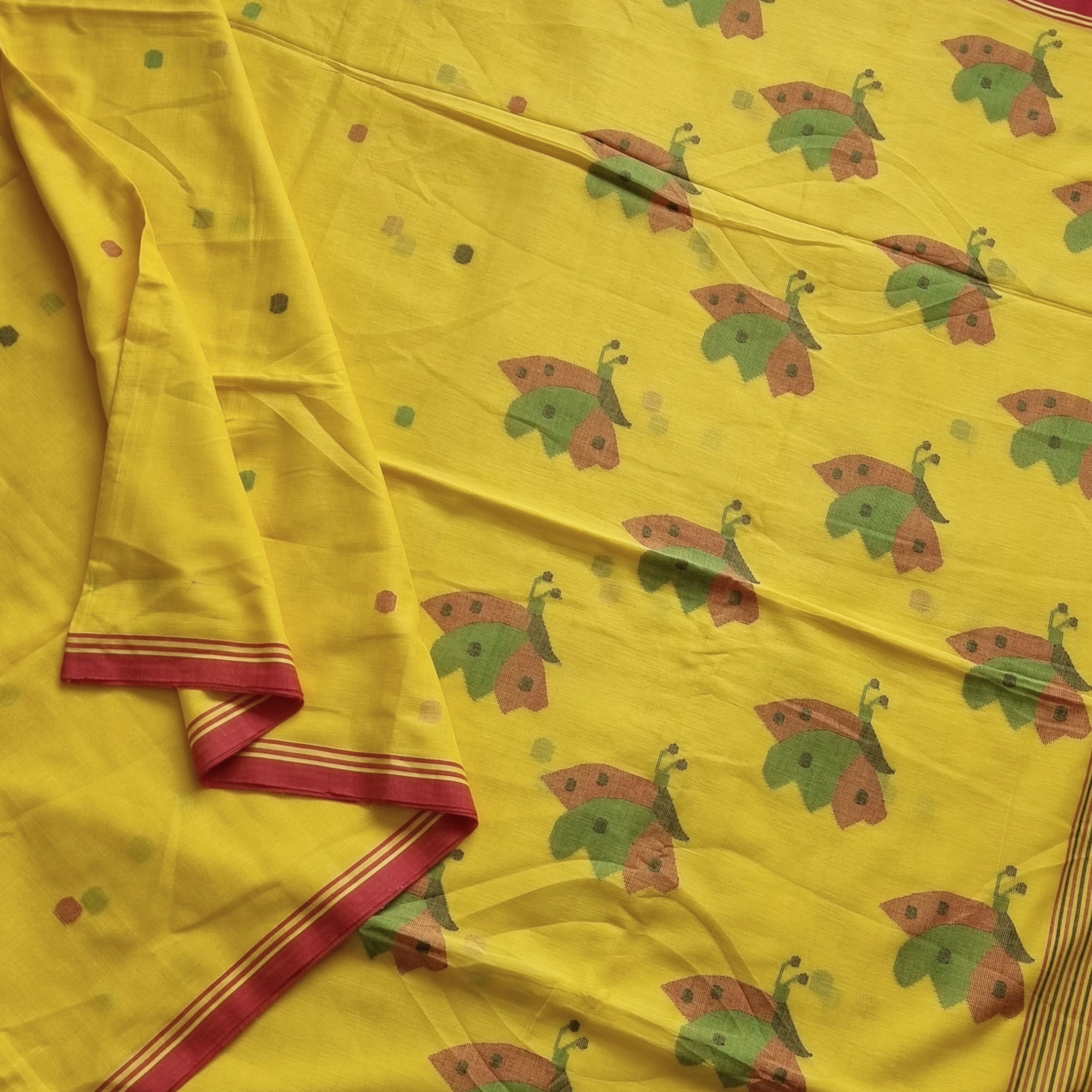 Soft cotton Jamdani yellow