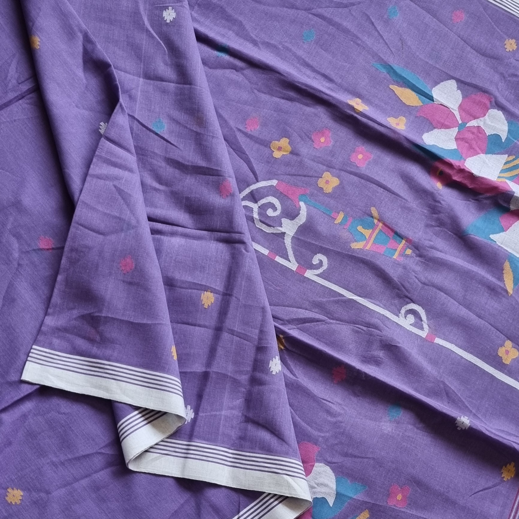 Soft cotton Jamdani purple