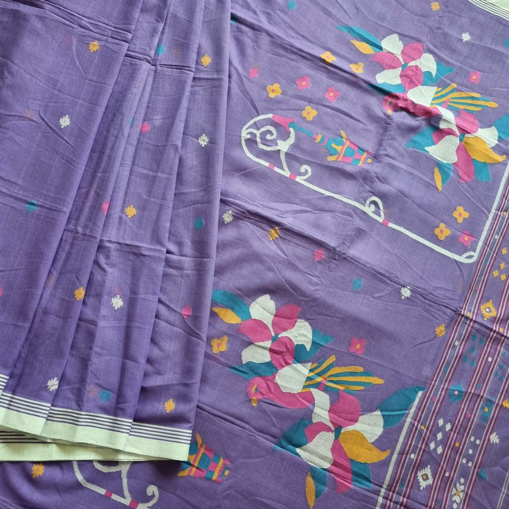 Image of Soft cotton Jamdani purple