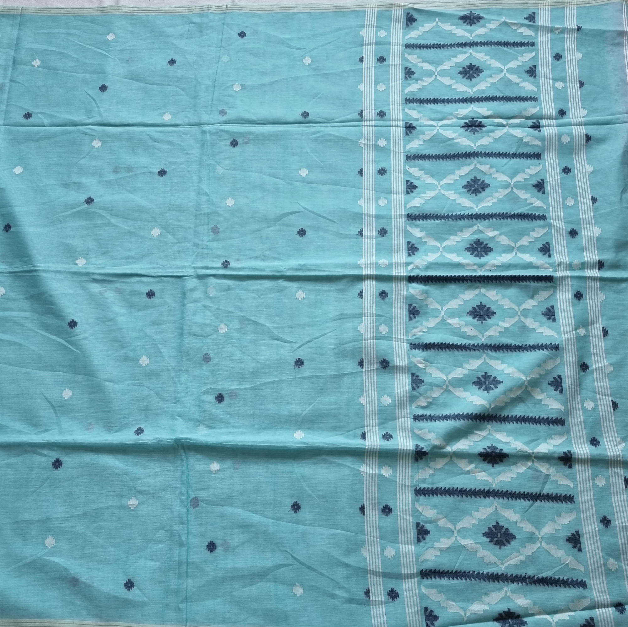 Soft cotton Jamdani sky blue