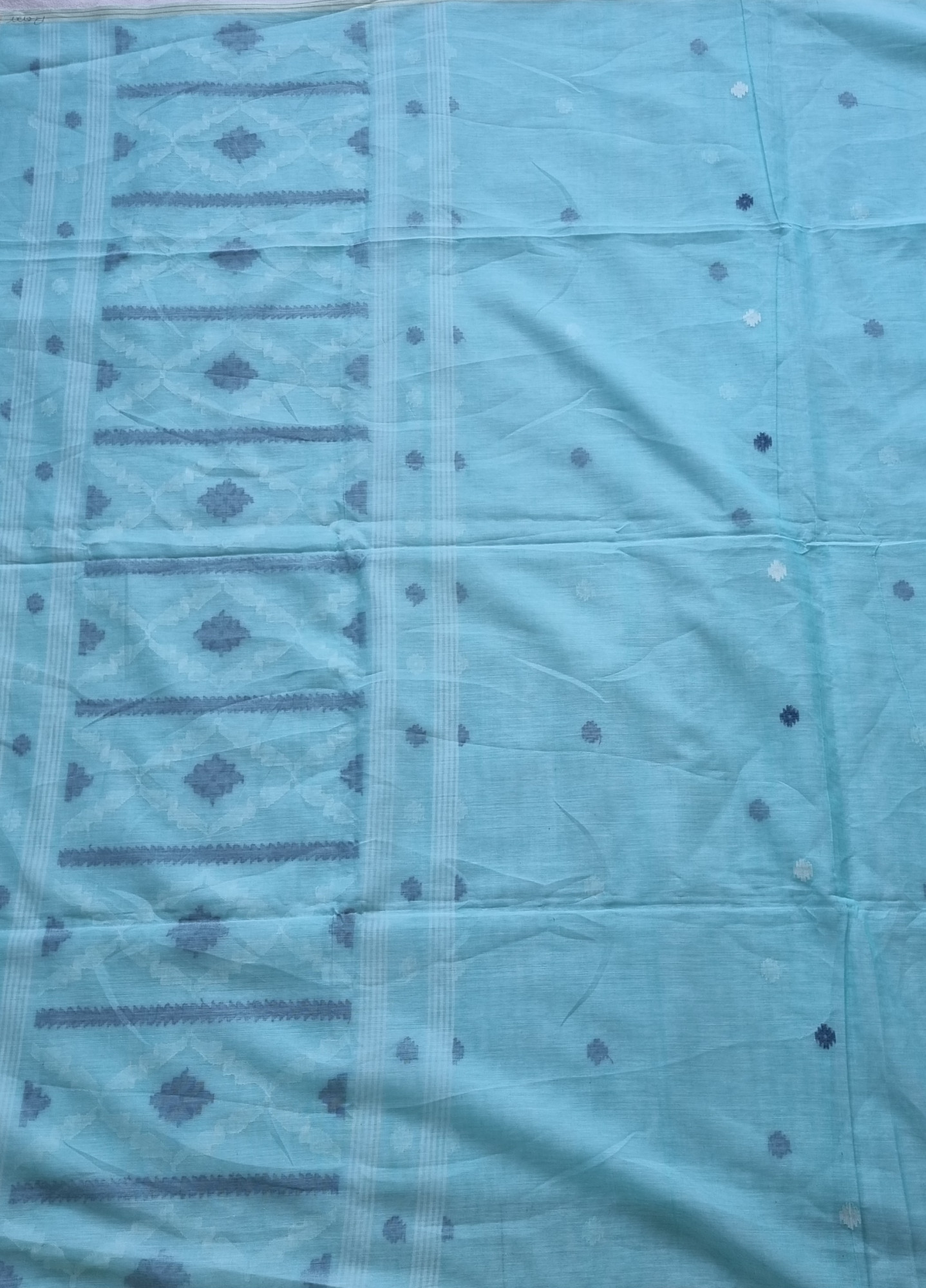 Soft cotton Jamdani sky blue