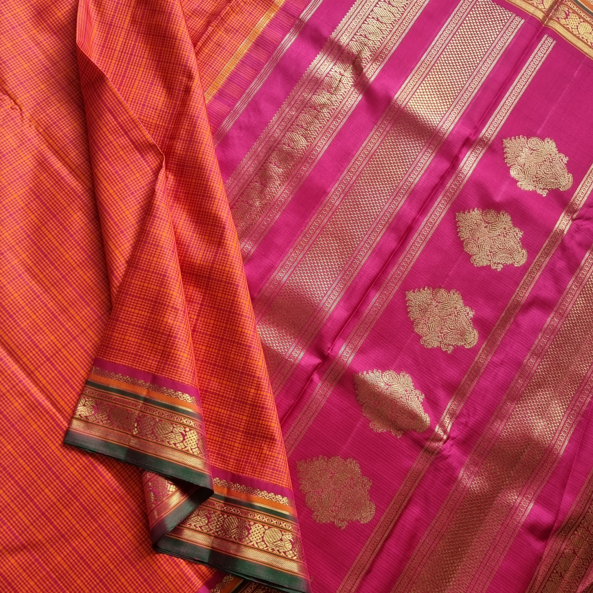 Pavazhavalli - Revival  Kai Korvai Adai Kanjivaram with unique pallu