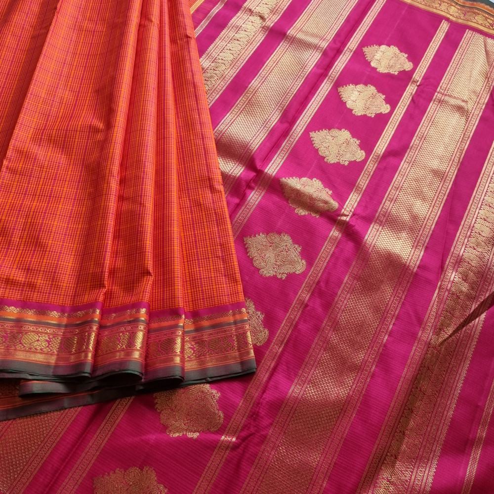 Image of 'Pavazhavalli' - Revival  Kai Korvai Adai Kanjivaram with unique pallu