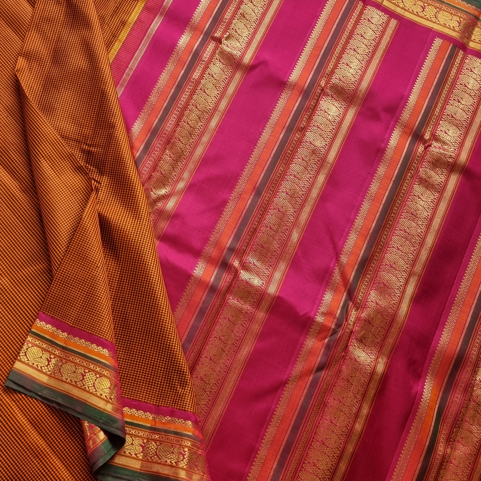 Pavazhavalli - Revival  Kai Korvai Adai Kanjivaram rust