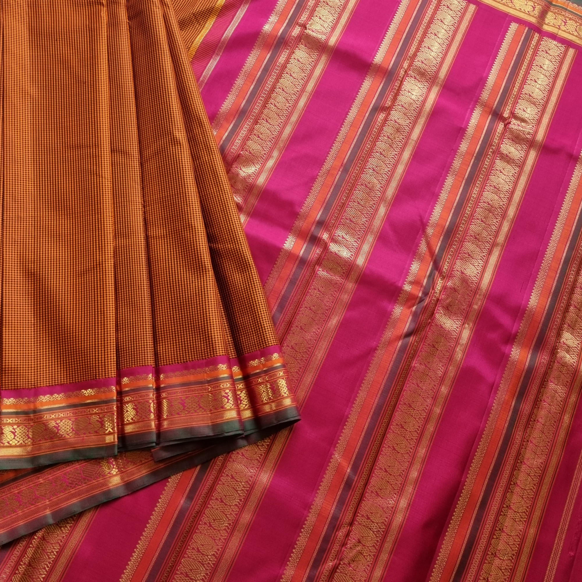 Pavazhavalli - Revival  Kai Korvai Adai Kanjivaram rust