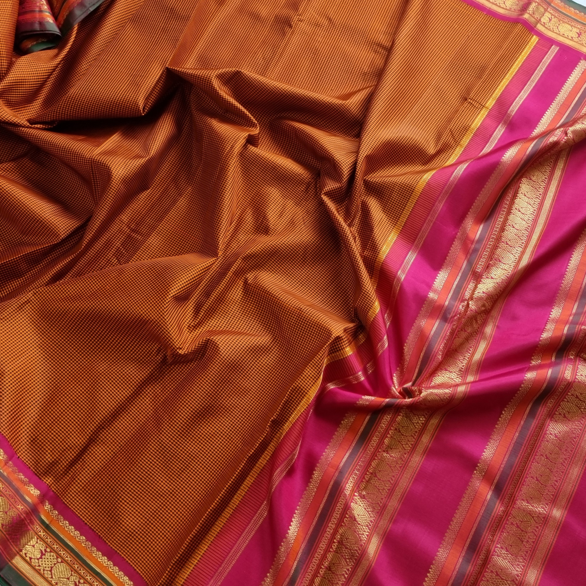 Pavazhavalli - Revival  Kai Korvai Adai Kanjivaram rust