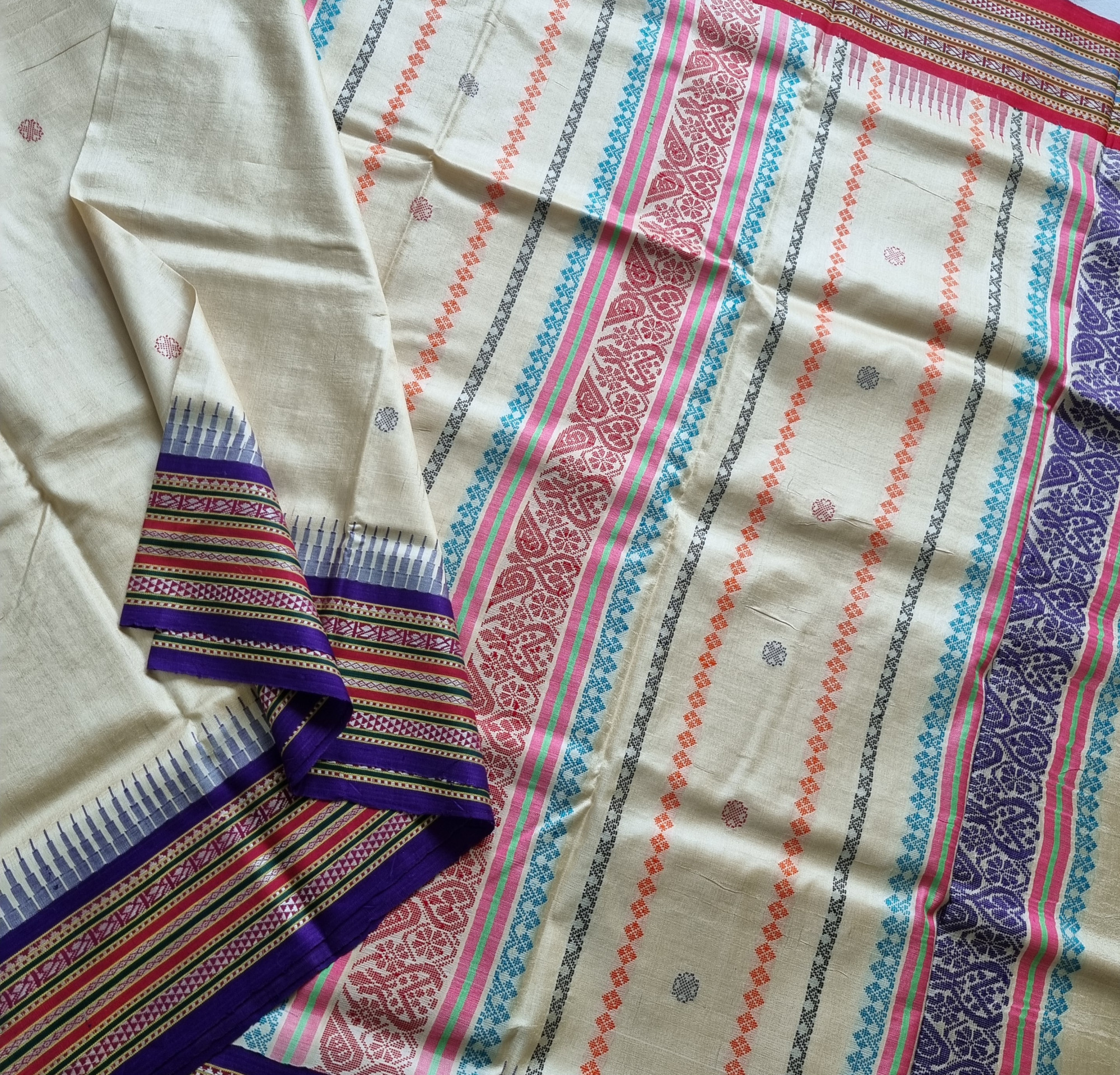 Vidarbha tasar Karvati kinar Ganga Jamuna with Jhala pallu