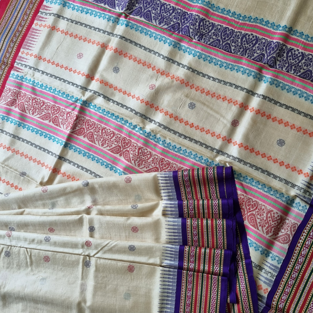 Image of Vidarbha tasar Karvati kinar Ganga Jamuna with Jhala pallu