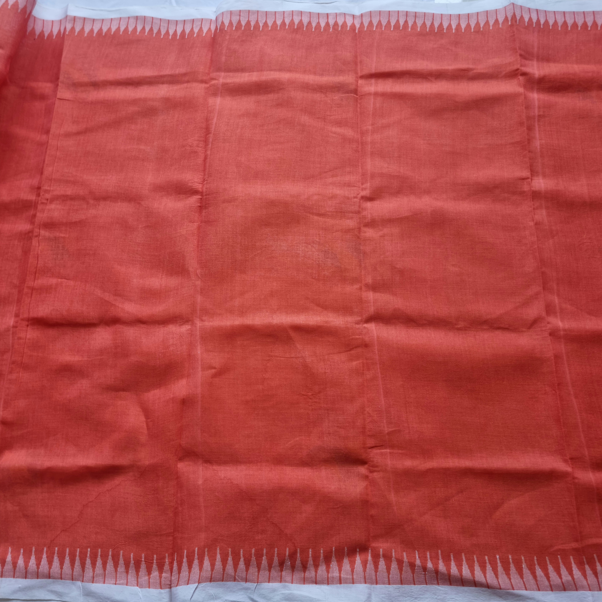 Moirang phee Cotton rust peach with offwhite borders