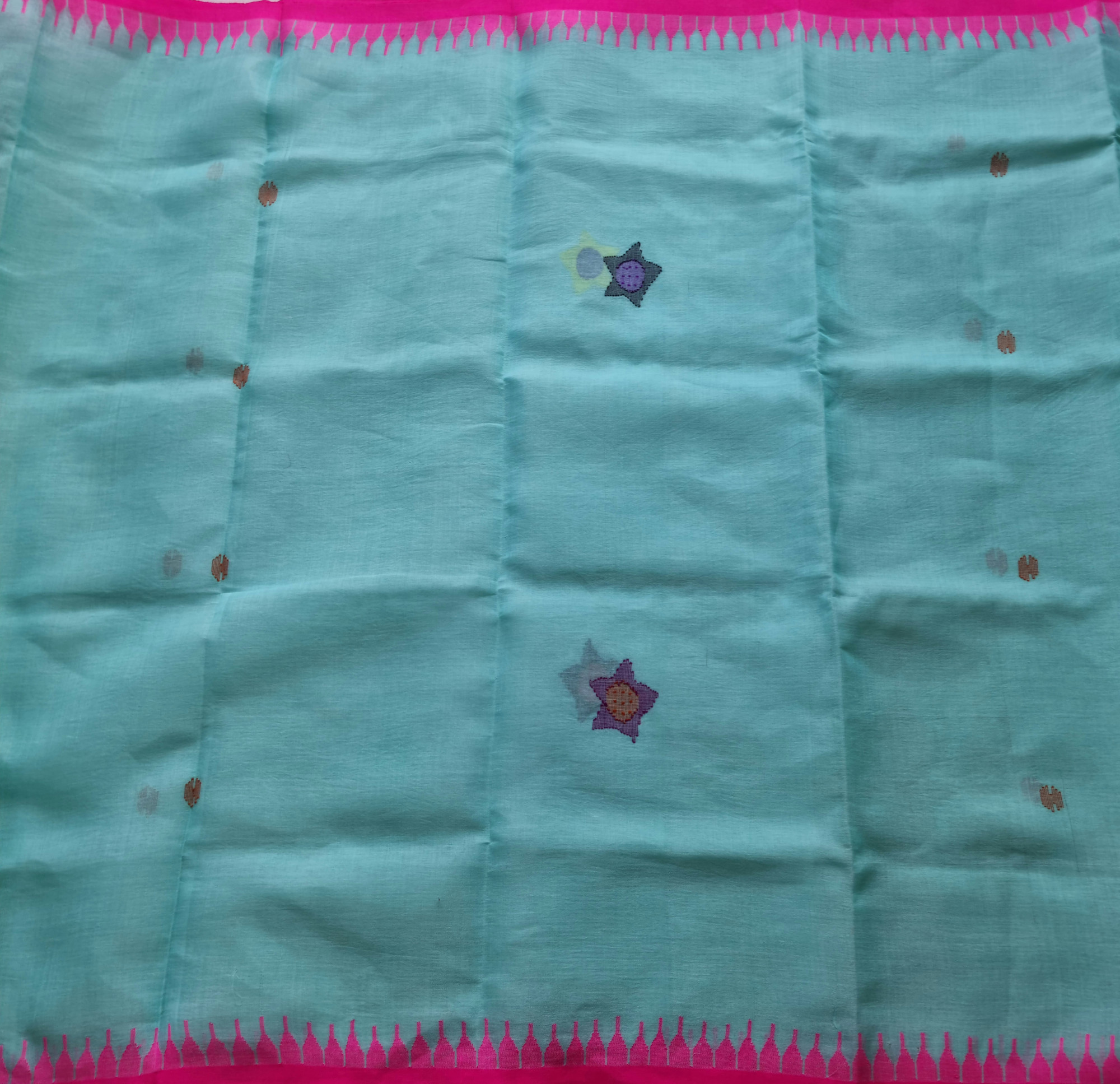 Moirang phee sea blue with pink borders