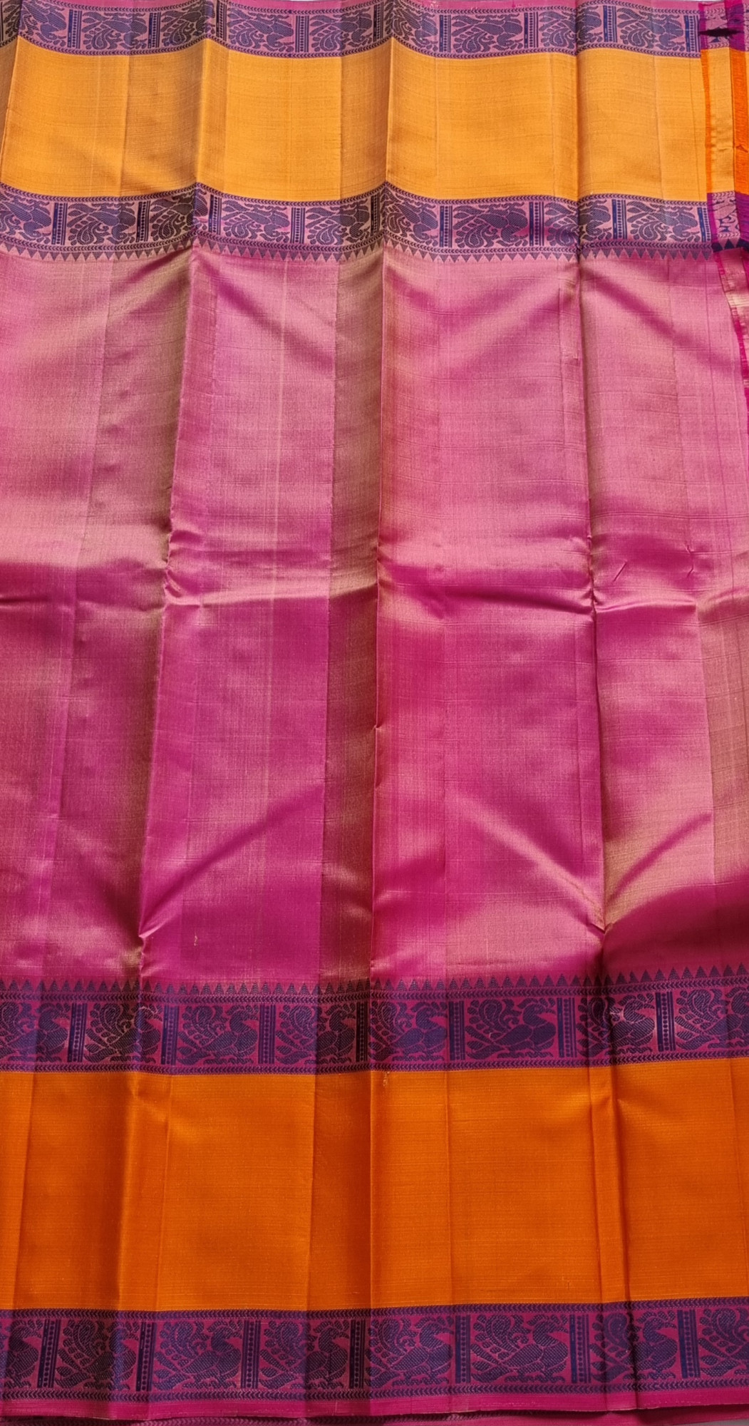 Kanjivaram Silk threadwork beige checked