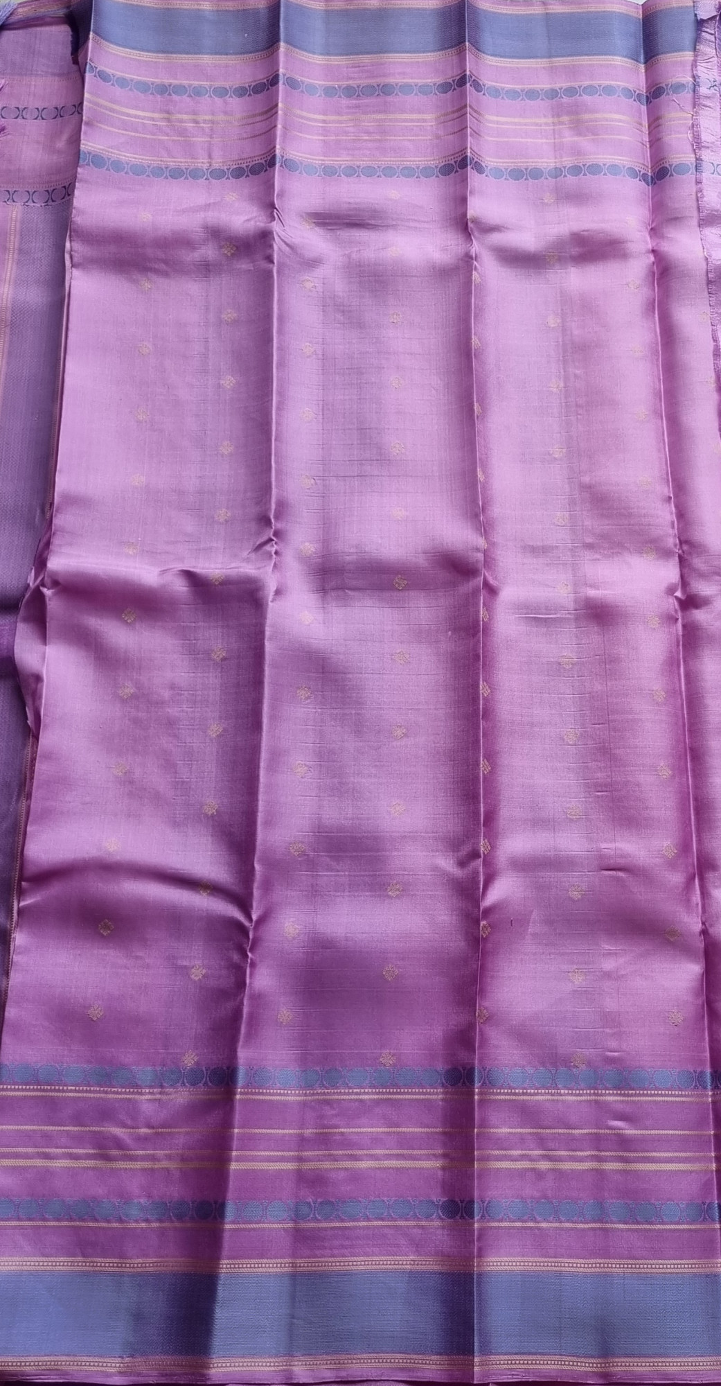Kanjivaram Silk pink and lilac threadwork