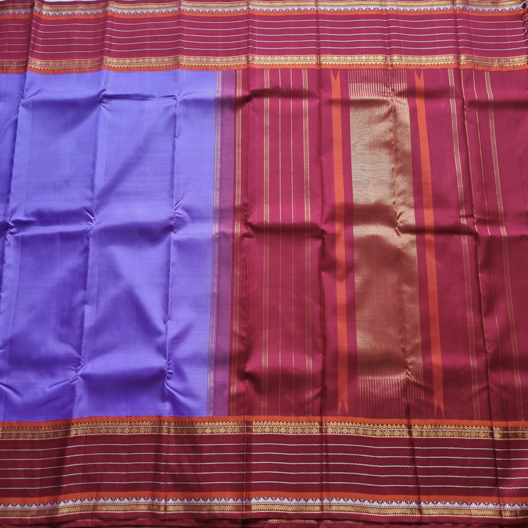Kanjivaram silk lavender Korvai - Master weaver series
