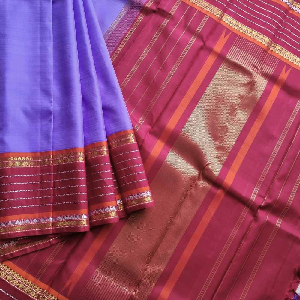 Image of Kanjivaram silk lavender Korvai - Master weaver series