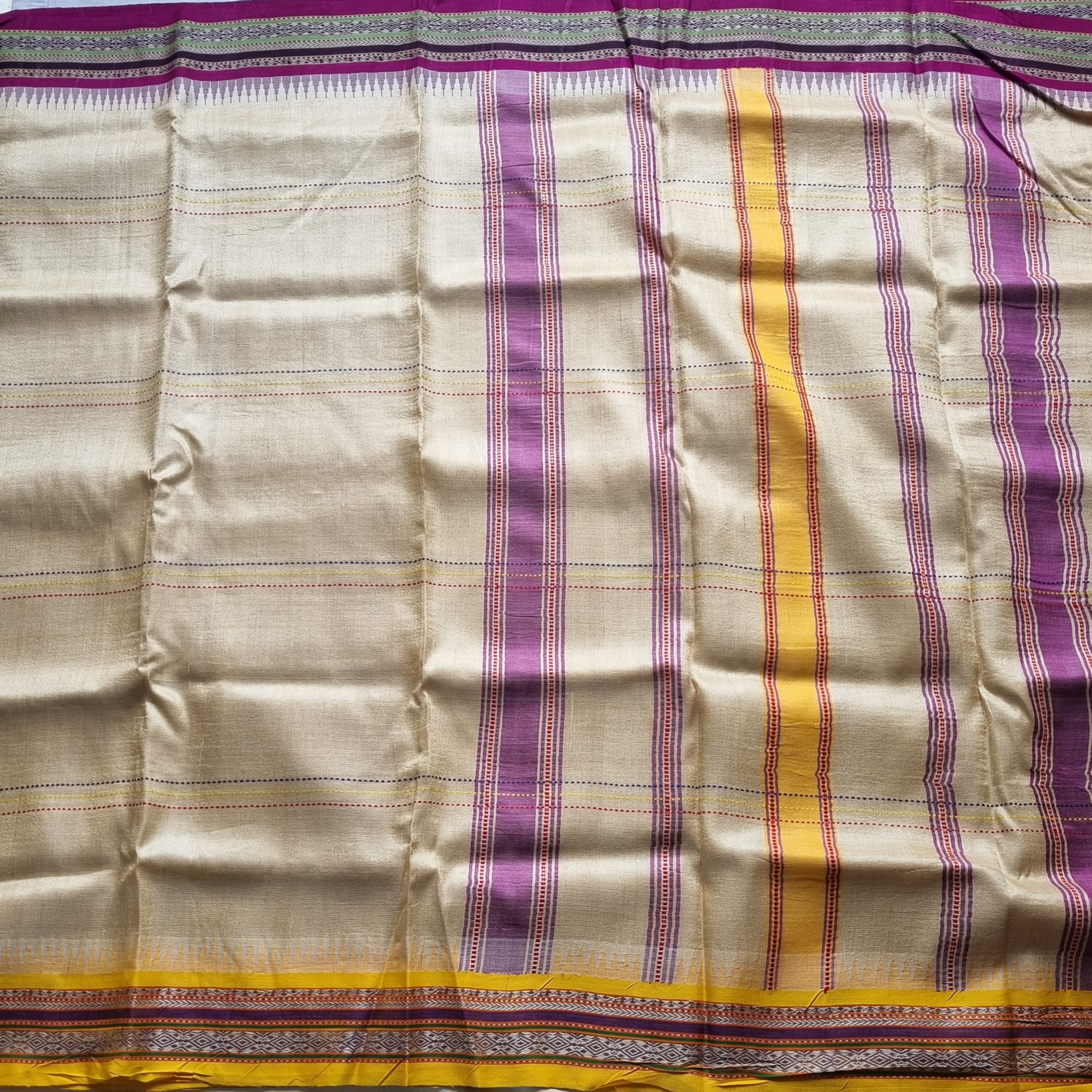Vidarbha tasar Karvati kinar Ganga Jamuna with stripes