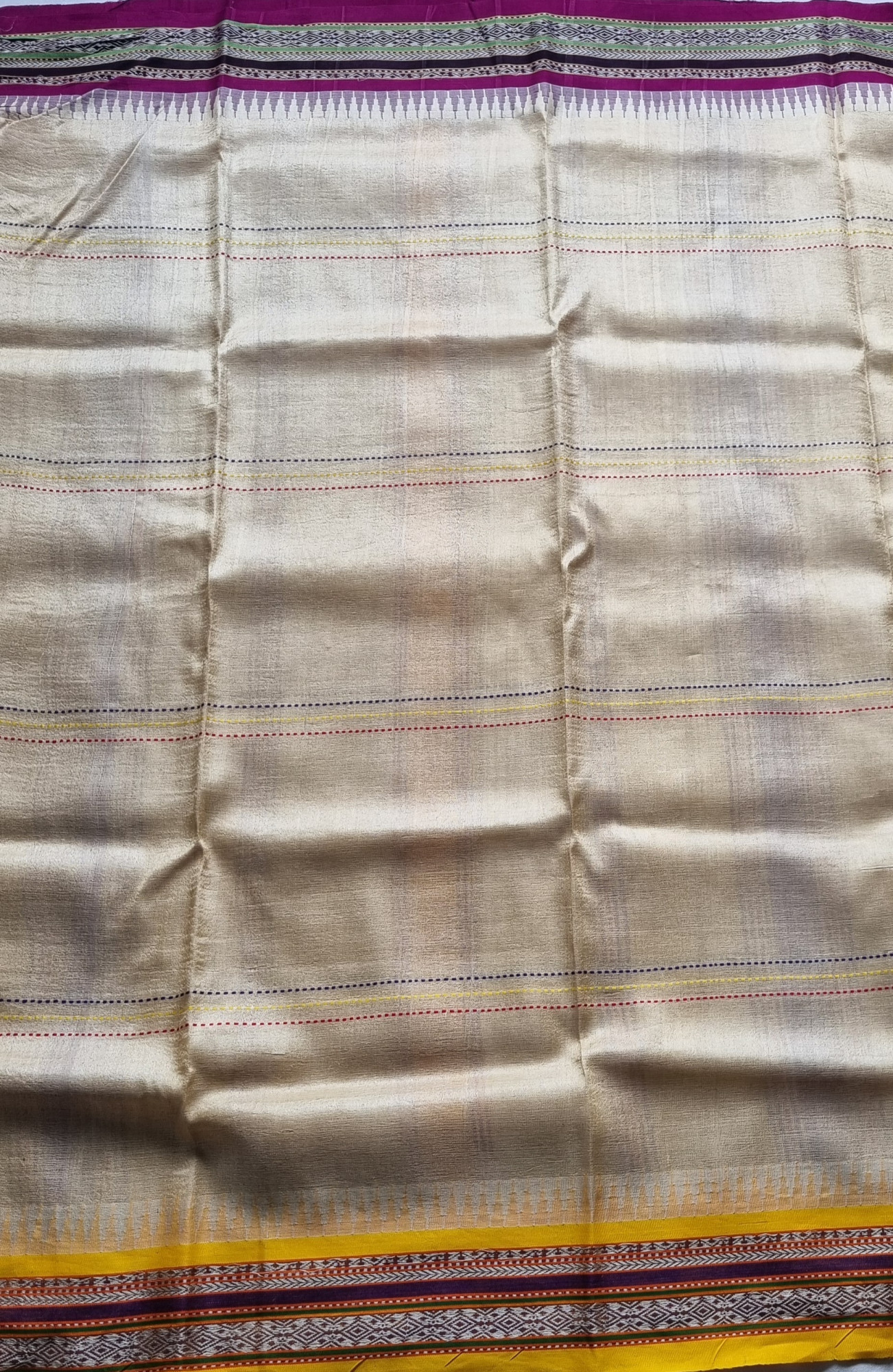 Vidarbha tasar Karvati kinar Ganga Jamuna with stripes
