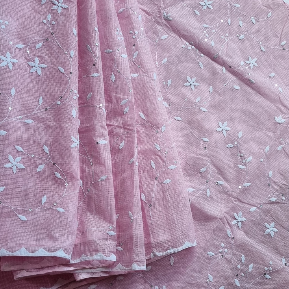 Image of Roja- deep pink Phool patti ka kaam X baby pink Kota