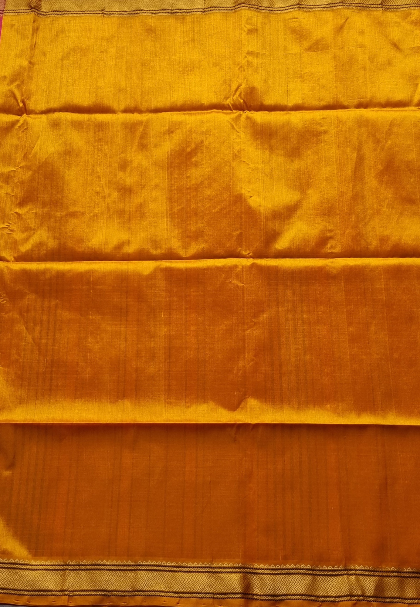 Silkcotton saree Rani pink and yellow