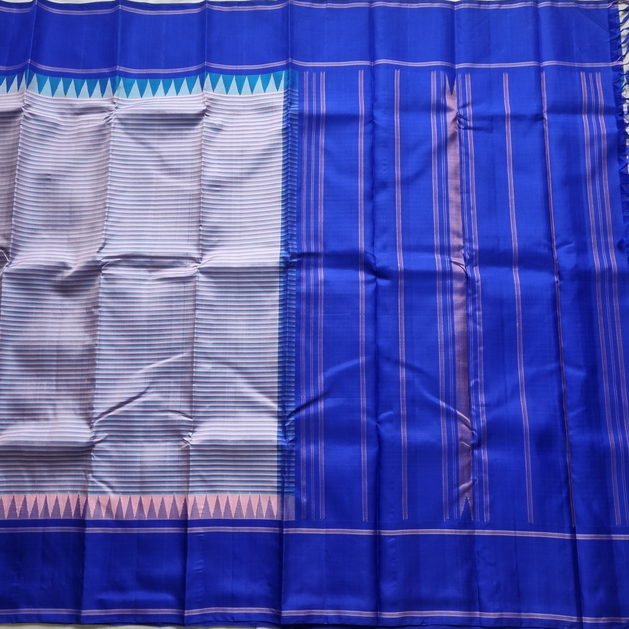 Kanjivaram Korvai pastel stripes