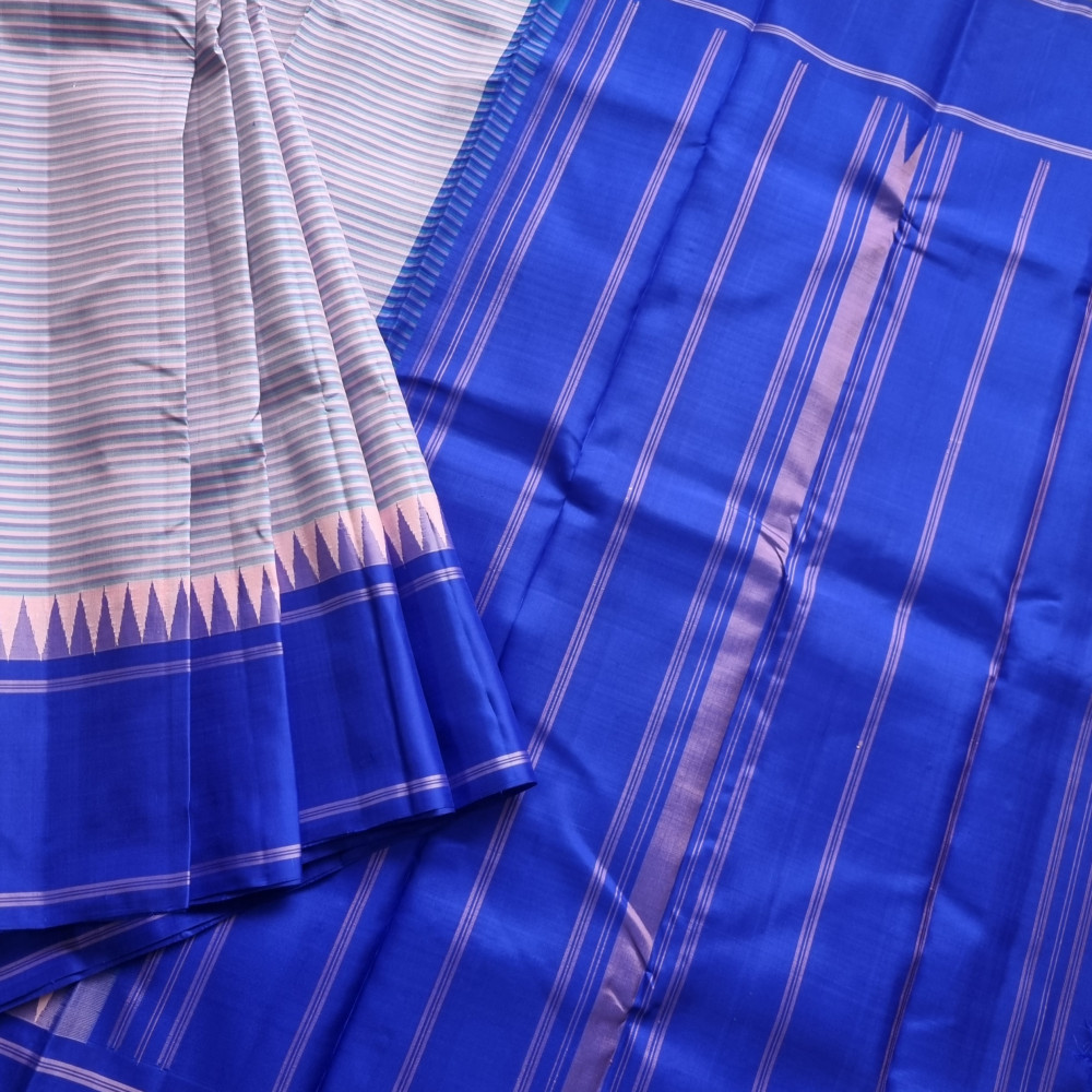 Image of Kanjivaram Korvai pastel stripes