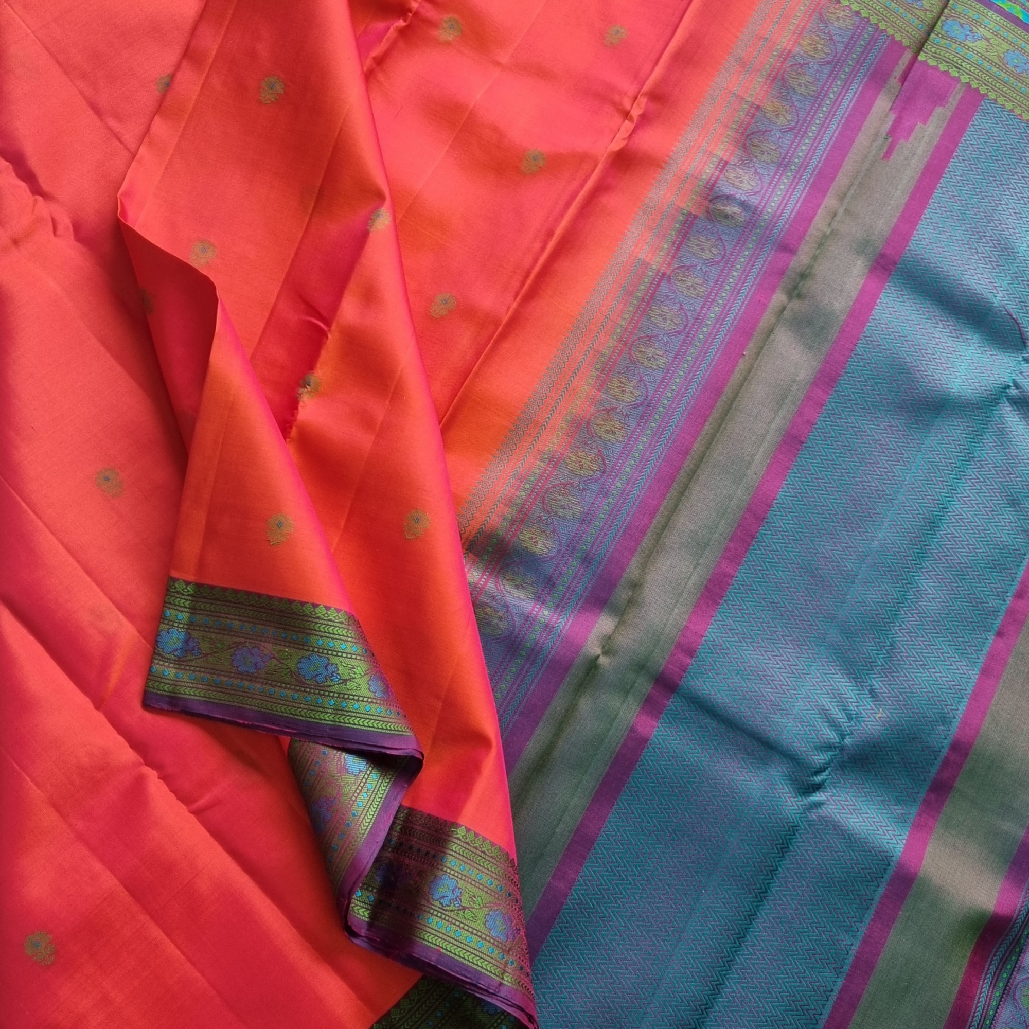Kanjivaram Silk shot red threadwork