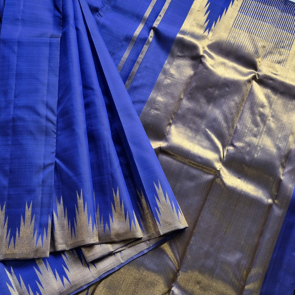 Image of Kanjivaram silk royal blue 8 kol
